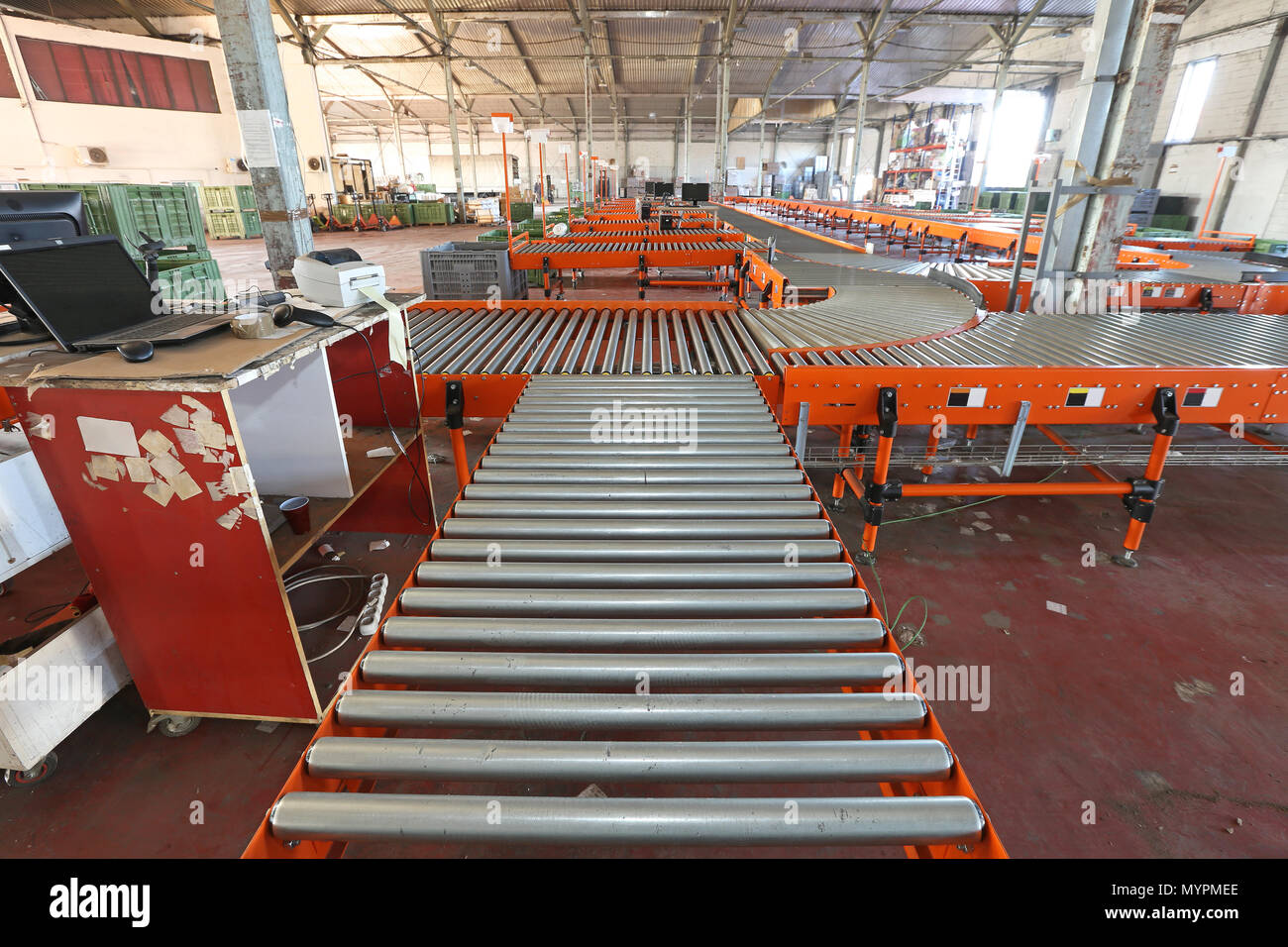 Interior of Regional Delivery Hub Distribution Warehouse Stock Photo