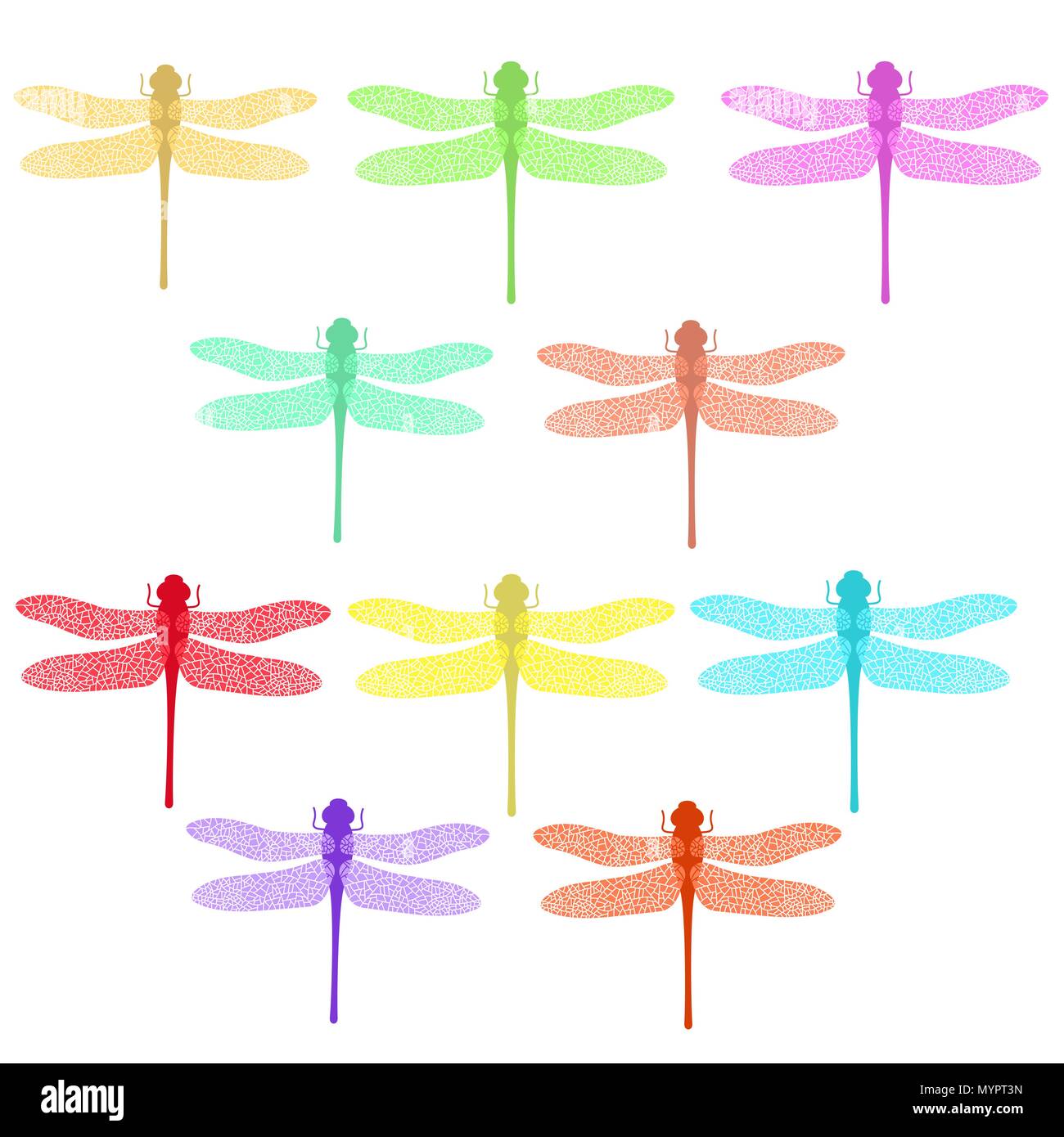 Colorful Stilized Dragonfly. Insect Logo Design. Aeschna Viridls Stock Vector