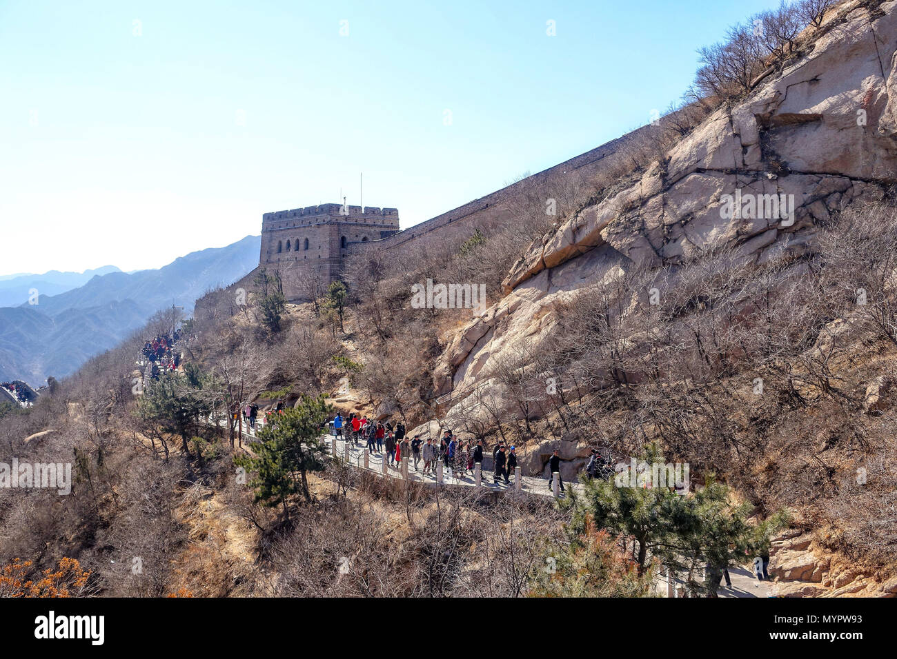 Tourists visiting the great wall of china near beijing stock photo alamy