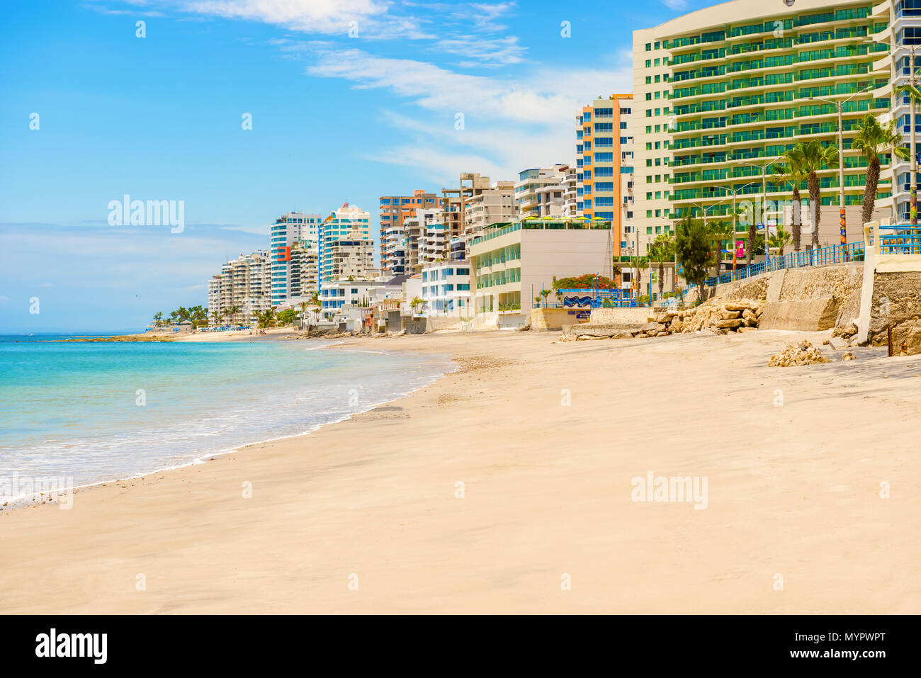 Salinas, Ecuador April13, 2016 Modern condominium buildings facing