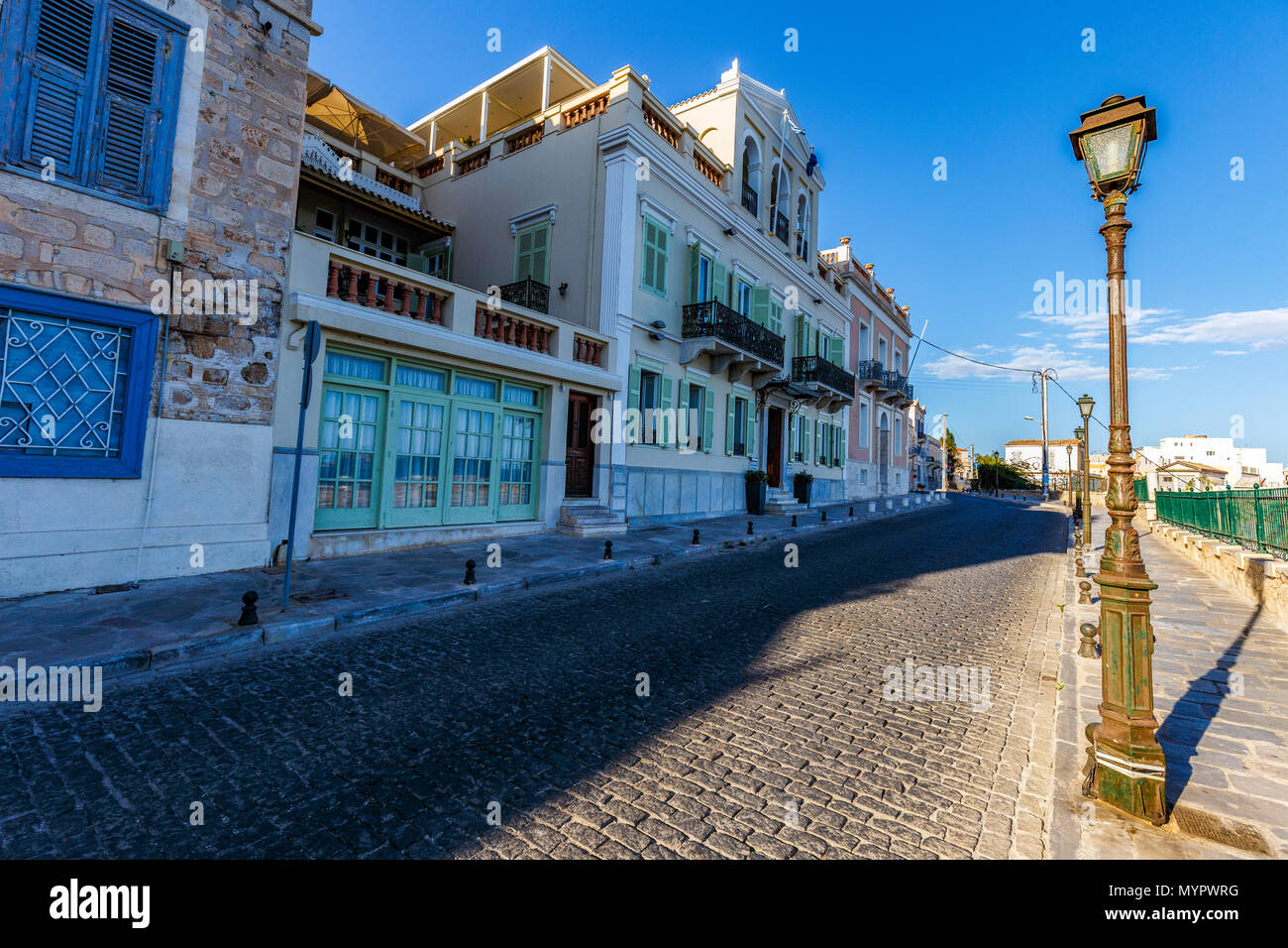 Vaporia District Ermoupolis Syros Island Stock Photo