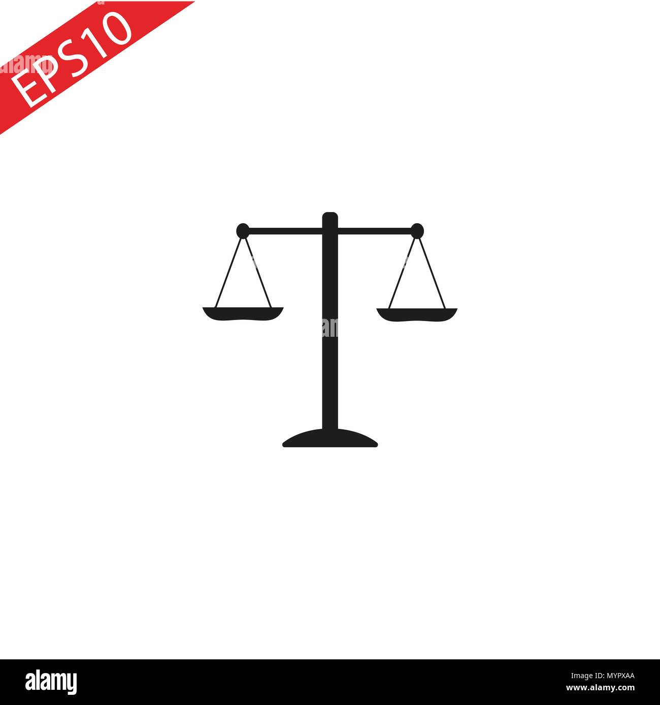 Black Justice scale icon on white background Stock Vector
