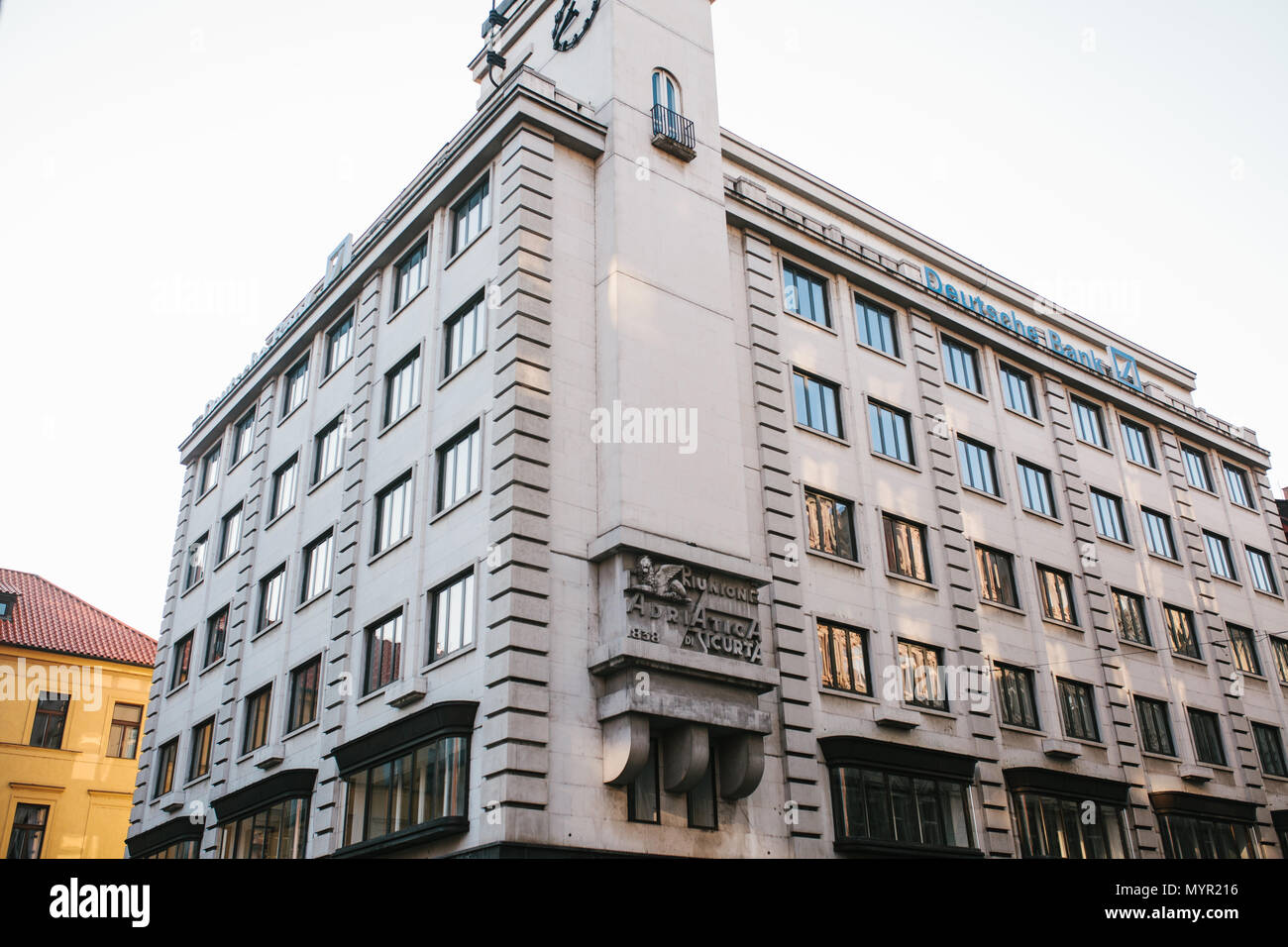 Prague, September 21, 2017: The building in which Deutsche Bank is located. Representation of German Deutsche Bank in the Czech Republic Stock Photo