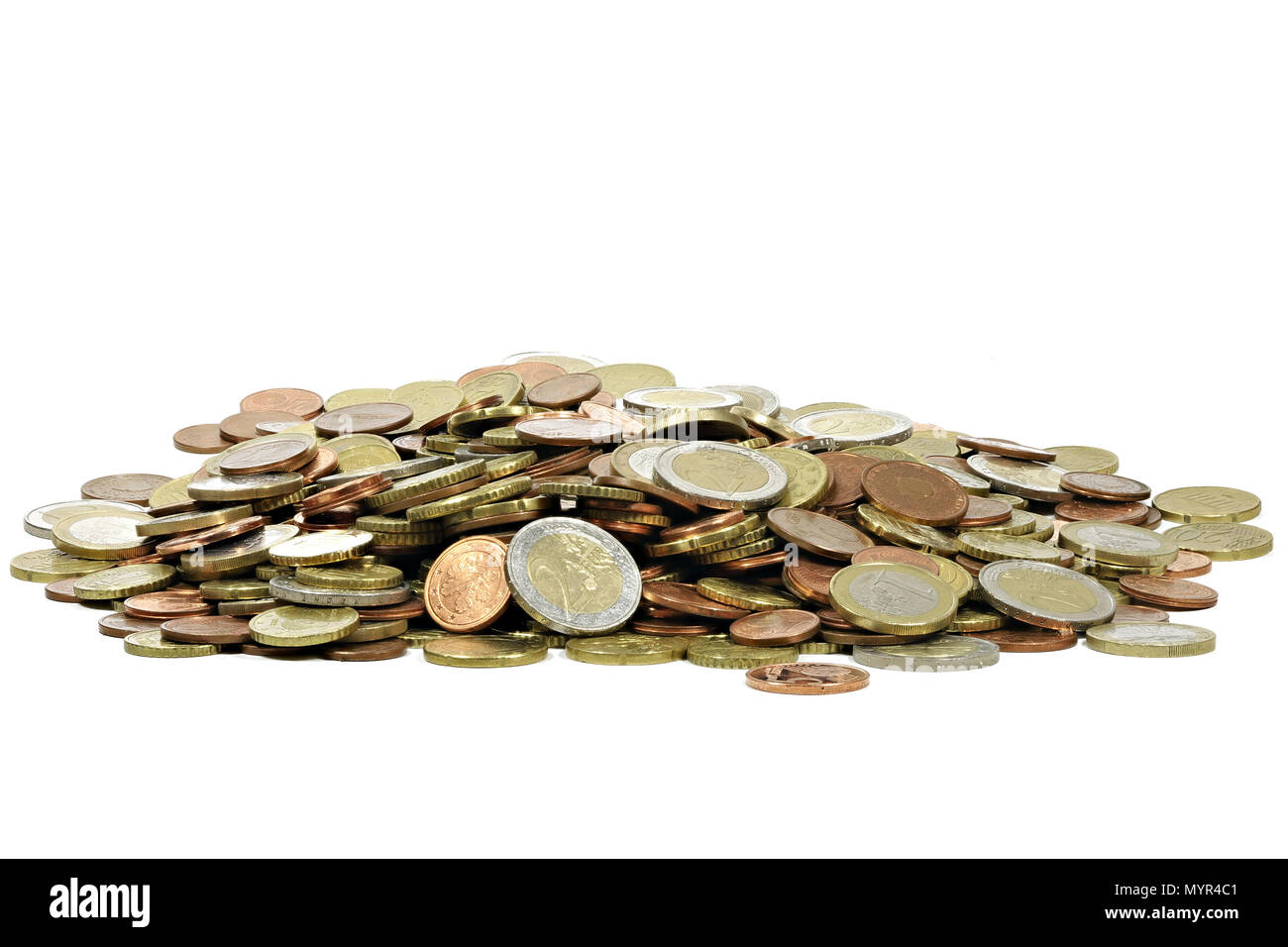 Euro coins isolated on white background Stock Photo - Alamy