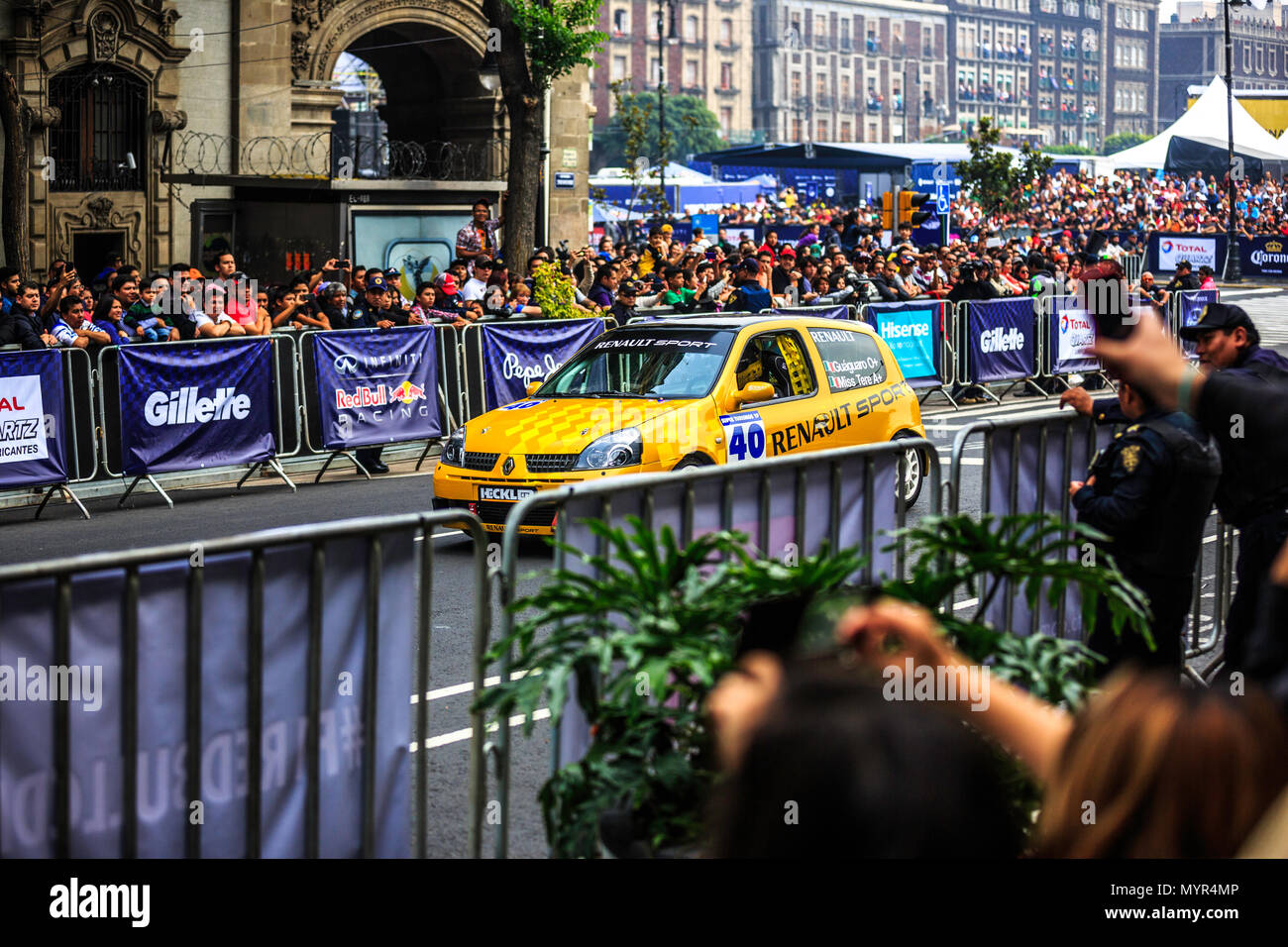 Mexico City, Mexico - June 27, 2015: Guaguaro O. driving around the Zocalo Square and 20 de Noviembre street, at the Infiniti Red Bull Racing F1 Showrun. Stock Photo