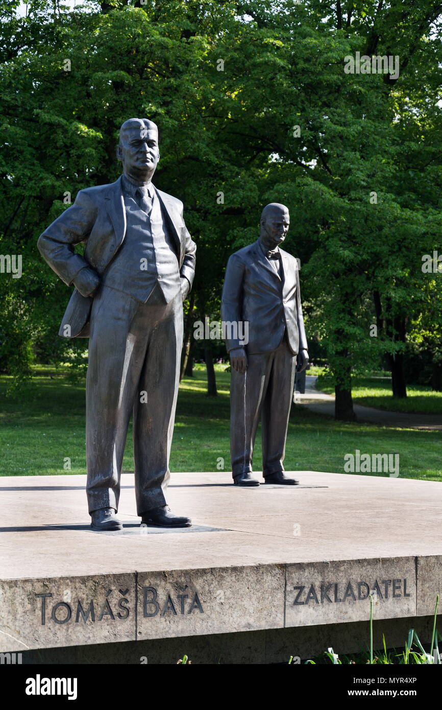 Tomas and Jan Antonin Bata statue in Zlin, Czech Republic Stock Photo