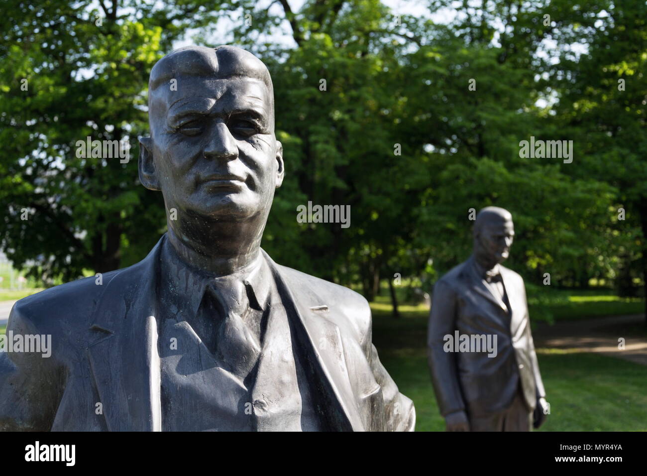 Tomas and Jan Antonin Bata statue in Zlin, Czech Republic Stock Photo -  Alamy