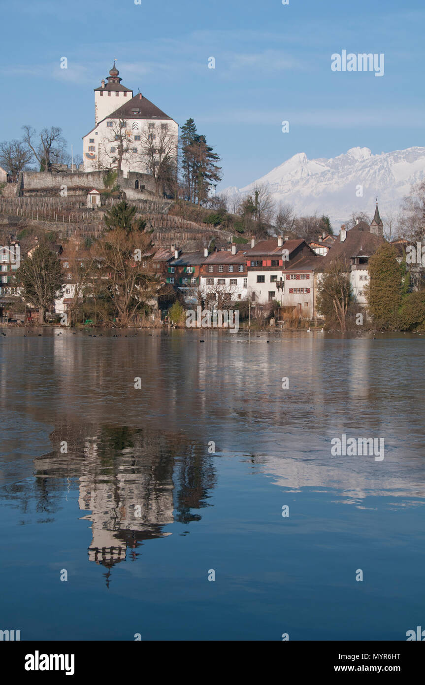 Castle and Village of Werdenberg,St.Gallen,Switzerland Stock Photo