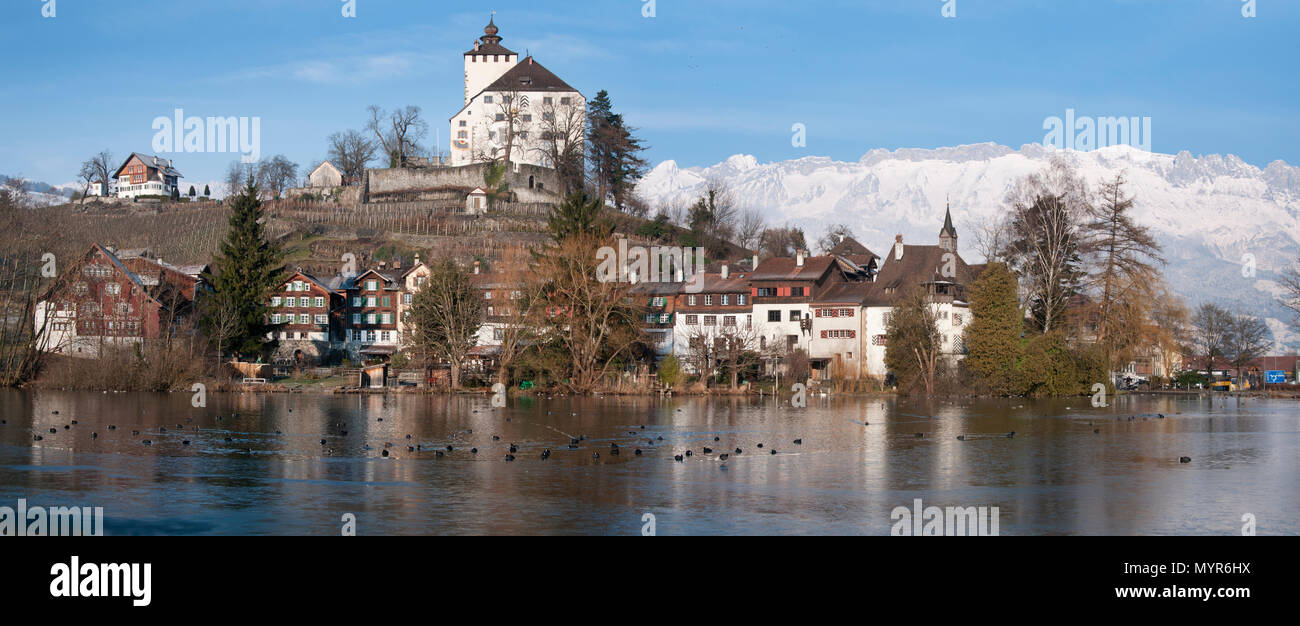 Castle and Village of werdenberg,St.Gallen,Switzerland Stock Photo