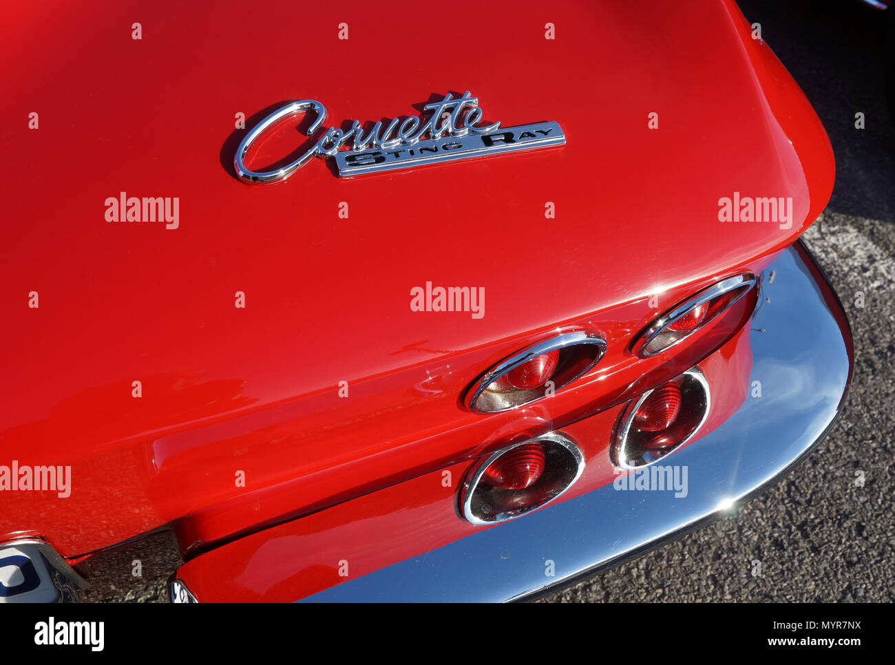 Laval,Canada,11 May,2018.Close-up of a Corvette Stingray's fender at a local car show.Credit:Mario Beauregard/Alamy Live News Stock Photo
