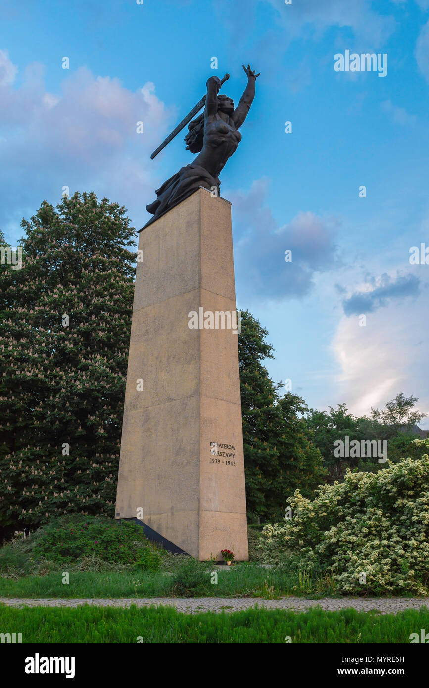 Monument To The Heroes Of Warsaw, known also as The Nike, sited in the Old Town quarter of Warsaw, Poland Stock Photo