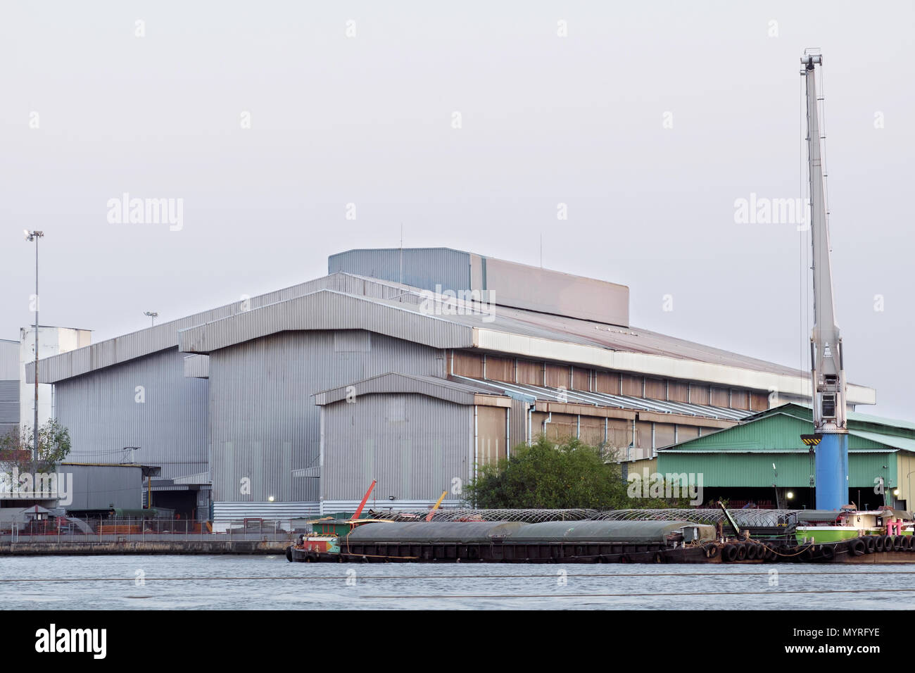 View of warehouse in the harbor. Stock Photo