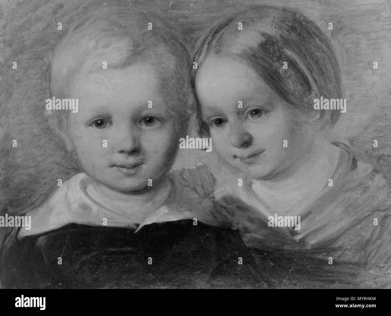 eština: Dv? d?tské hlavy . circa pol. 19. stol. 362 Anonym - Dve detske  hlavy Stock Photo - Alamy