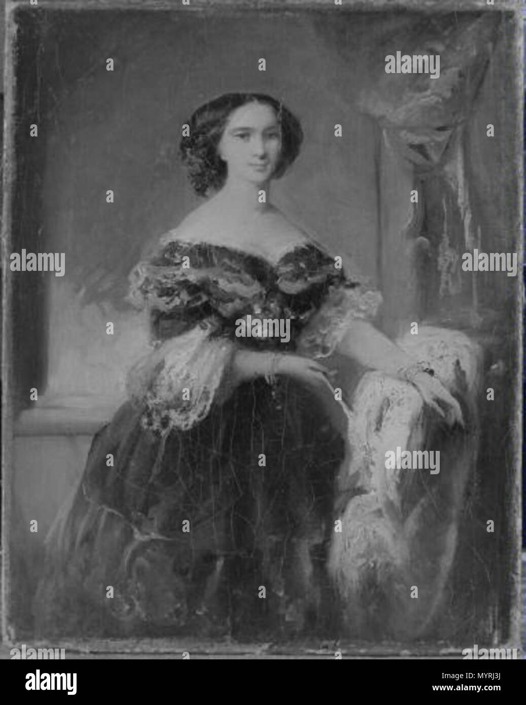 eština: Žena v zelených šatech . circa 1850 364 Anonym - Zena v zelenych  satech Stock Photo - Alamy