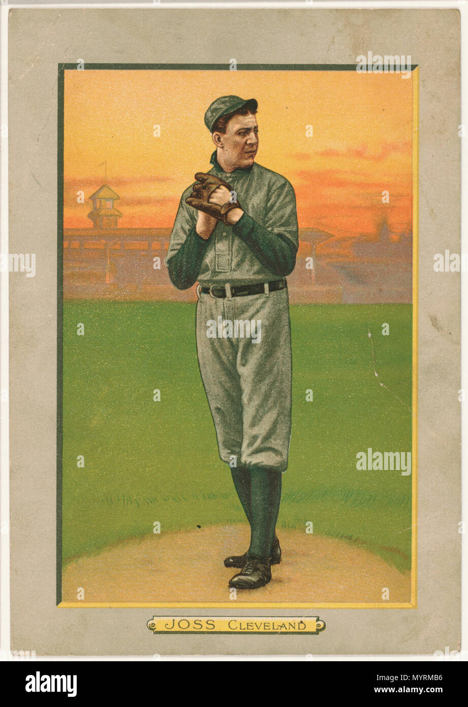 . English: Title: Addie Joss, Cleveland Naps, baseball card portrait Abstract/medium: 1 print : chromolithograph with hand-color.  . 1911. American Tobacco Company, sponsor 266 Addie Joss, Cleveland Naps, baseball card portrait LCCN2007685671 Stock Photo
