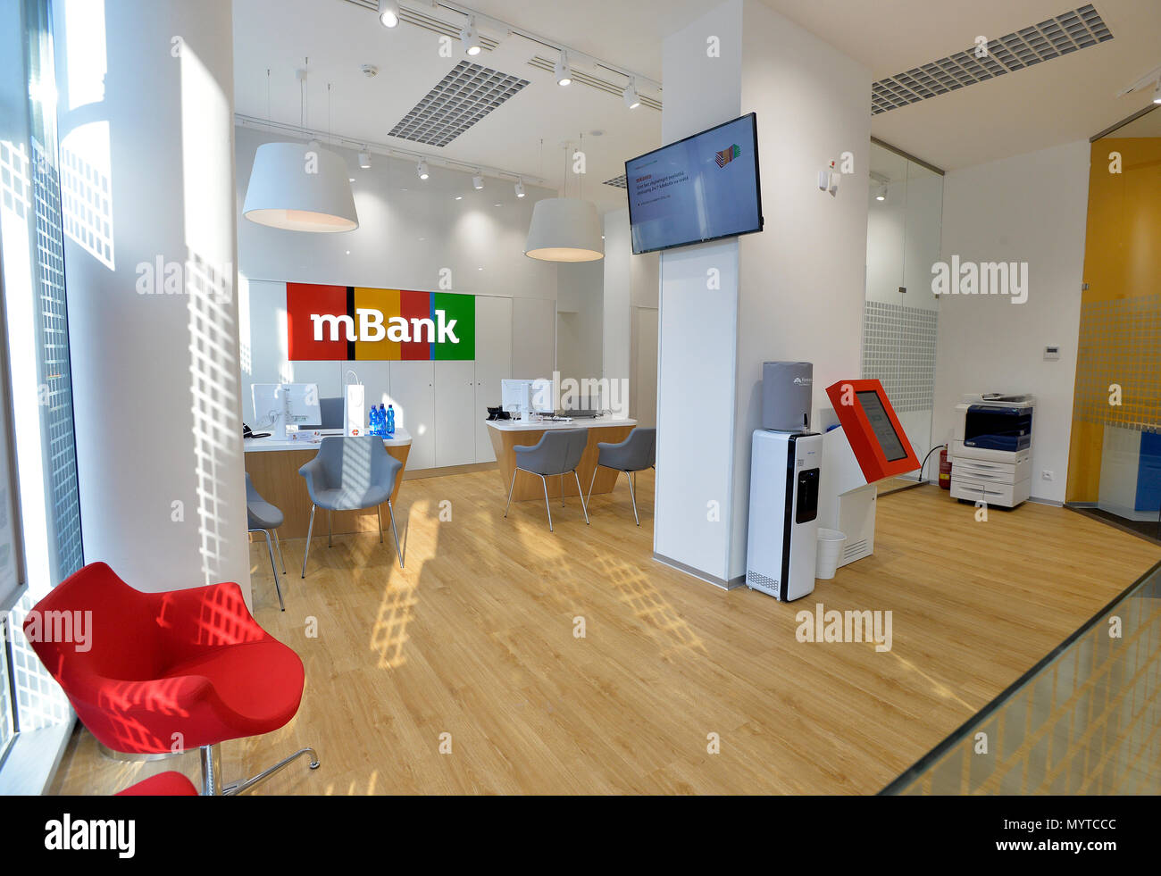 Prague, Czech Republic. 07th June, 2018. mBank's light branch (new concept  based on digital technology) was launched at Prague 5 - Smichov, Czech  Republic, on Thursday, June 7, 2018. Credit: Michaela Rihova/CTK