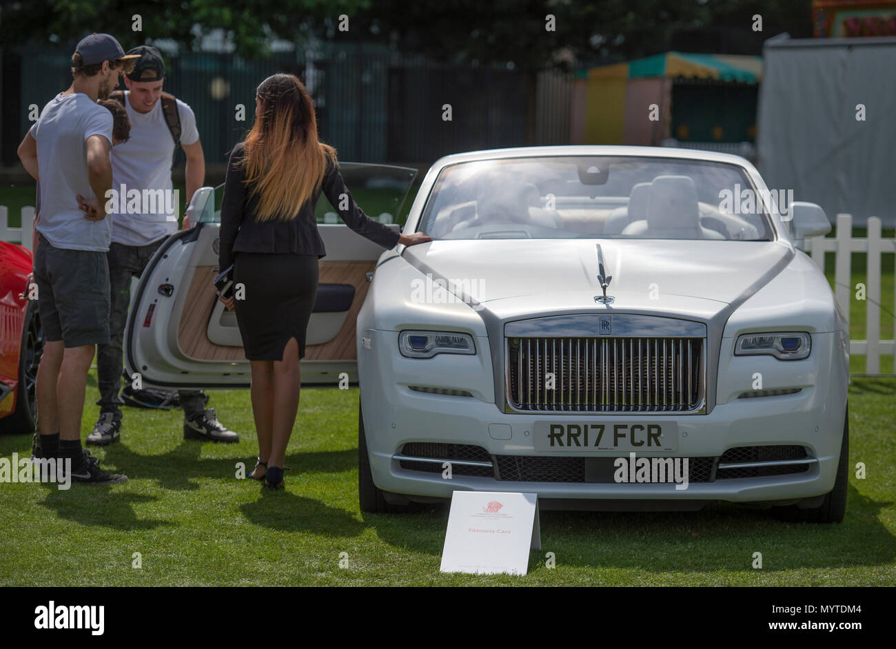 Honourable Artillery Company, London, UK. 8 June, 2018. A display of some of the world’s finest cars in the intimate setting of the gardens of the Honourable Artillery Company under a hot sun, surrounded by City offices. Credit: Malcolm Park/Alamy Live News. Stock Photo