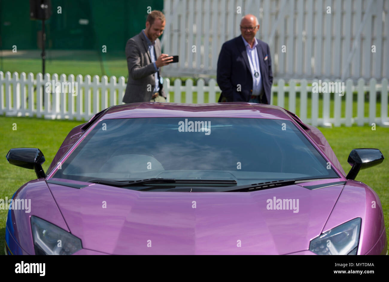 Honourable Artillery Company, London, UK. 8 June, 2018. A display of some of the world’s finest cars in the intimate setting of the gardens of the Honourable Artillery Company under a hot sun, surrounded by City offices. Credit: Malcolm Park/Alamy Live News. Stock Photo