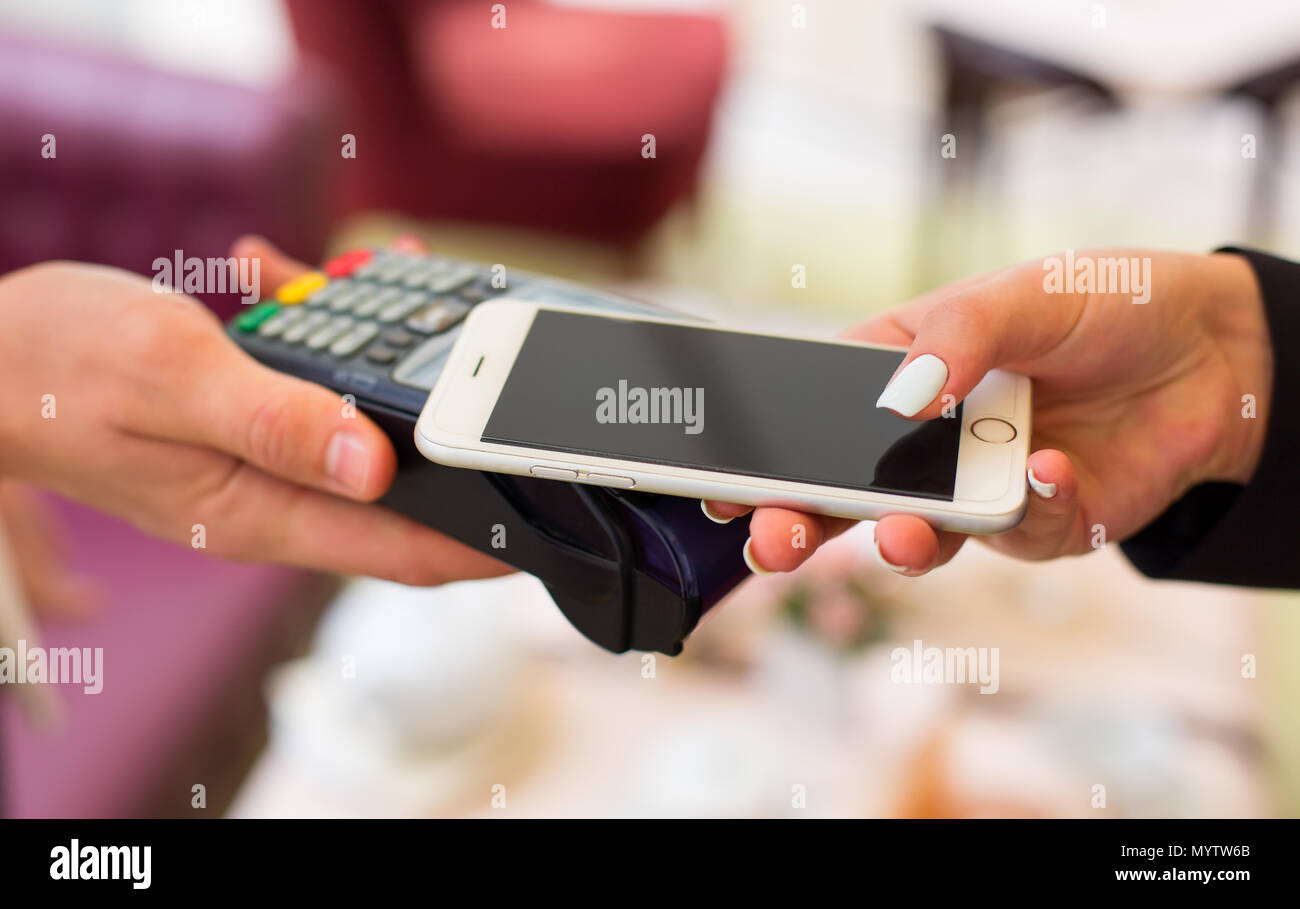 NFC Near field communication, mobile payment Stock Photo Alamy