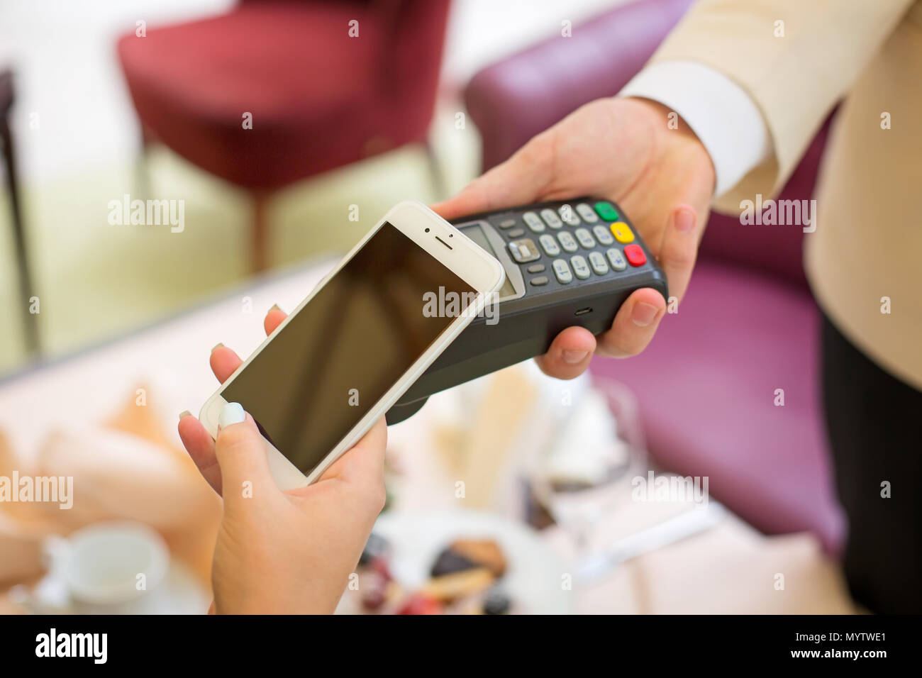 NFC Near field communication, mobile payment Stock Photo Alamy