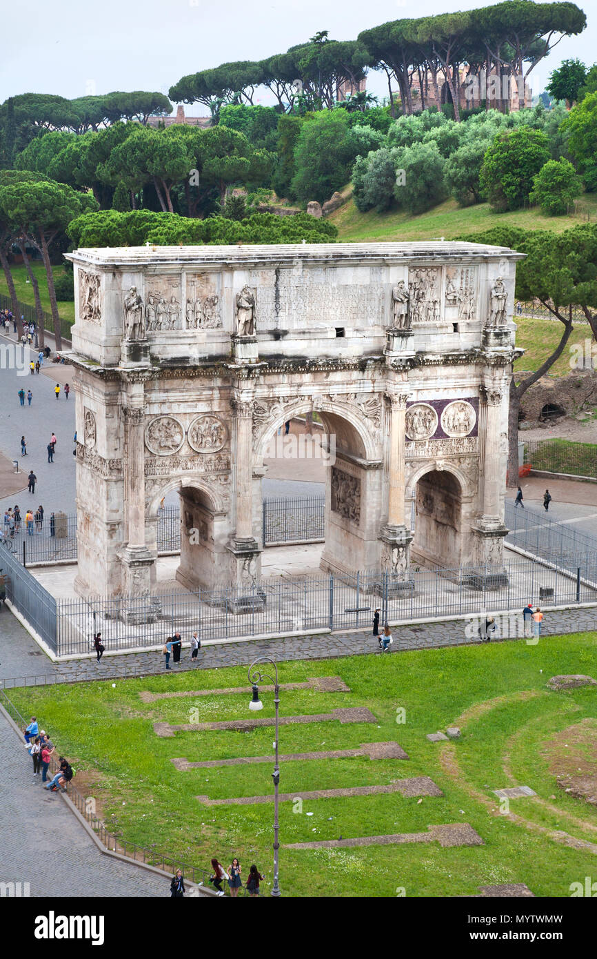 May 11, 2016 Rome, Italy the Arch of Constantine pillars with