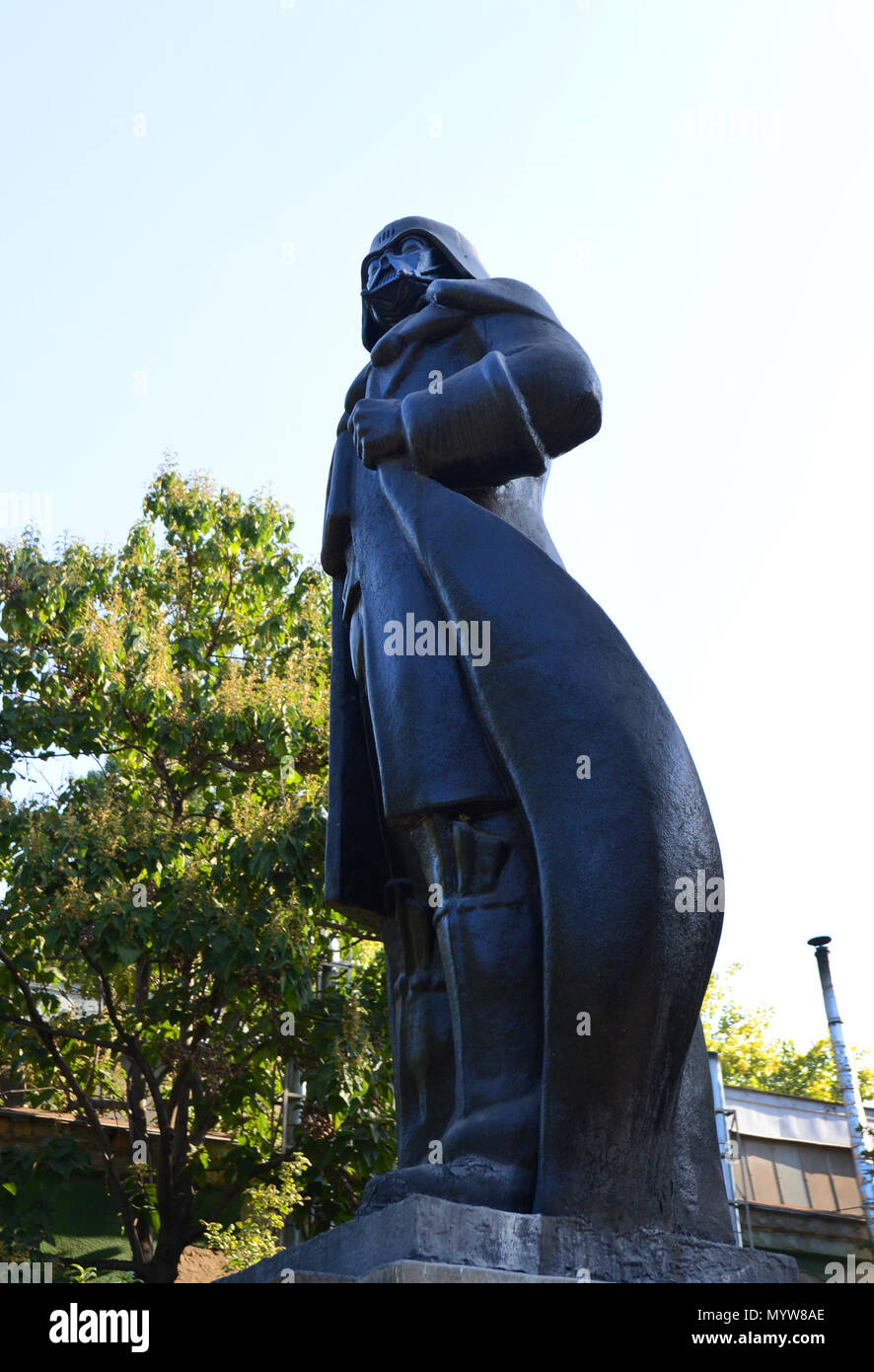 An old Lenin statue in Odessa, Ukraine was transformed into Darth Vader