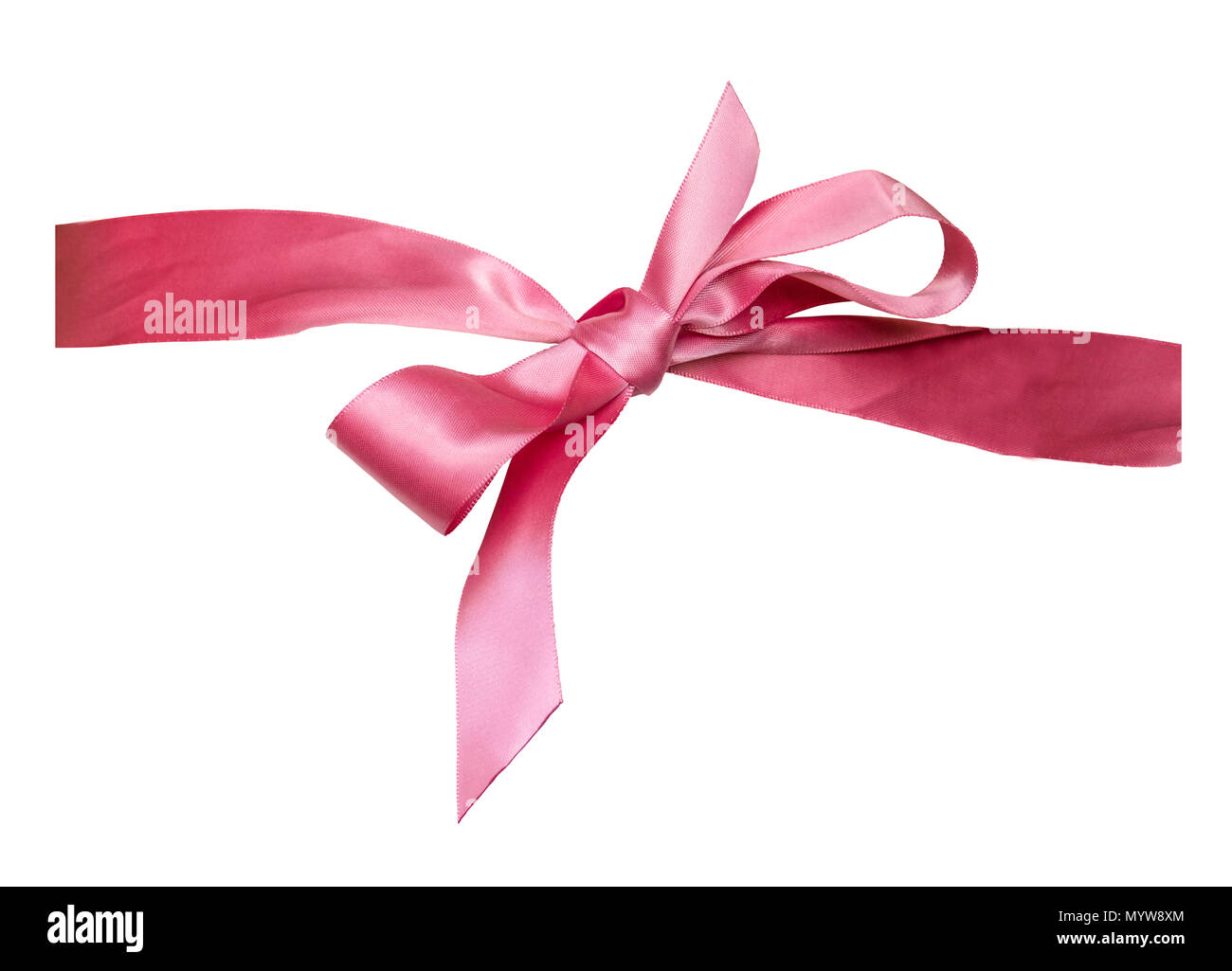 Pink gift ribbon bow. Pink red satin ribbon with knotted bow gift ribbon  wrap for Christmas present isolated cut out on simple plain white  background Stock Photo - Alamy