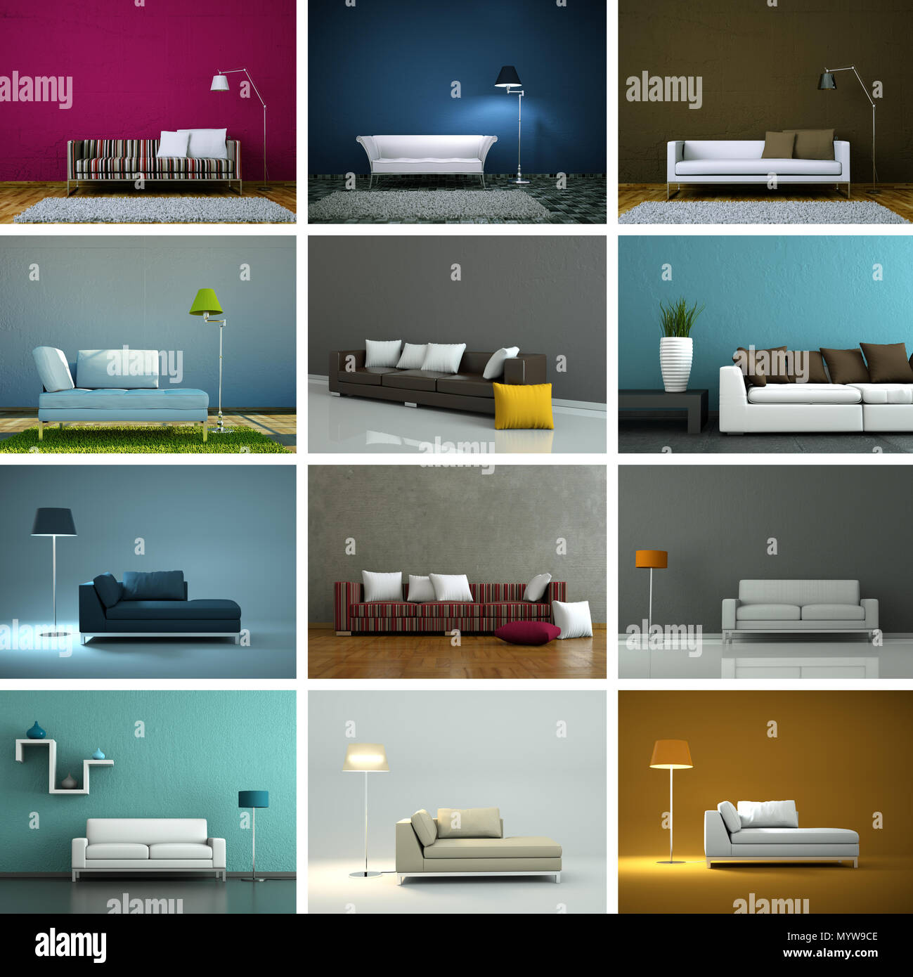 Set of sofas in modern Interior design Stock Photo - Alamy
