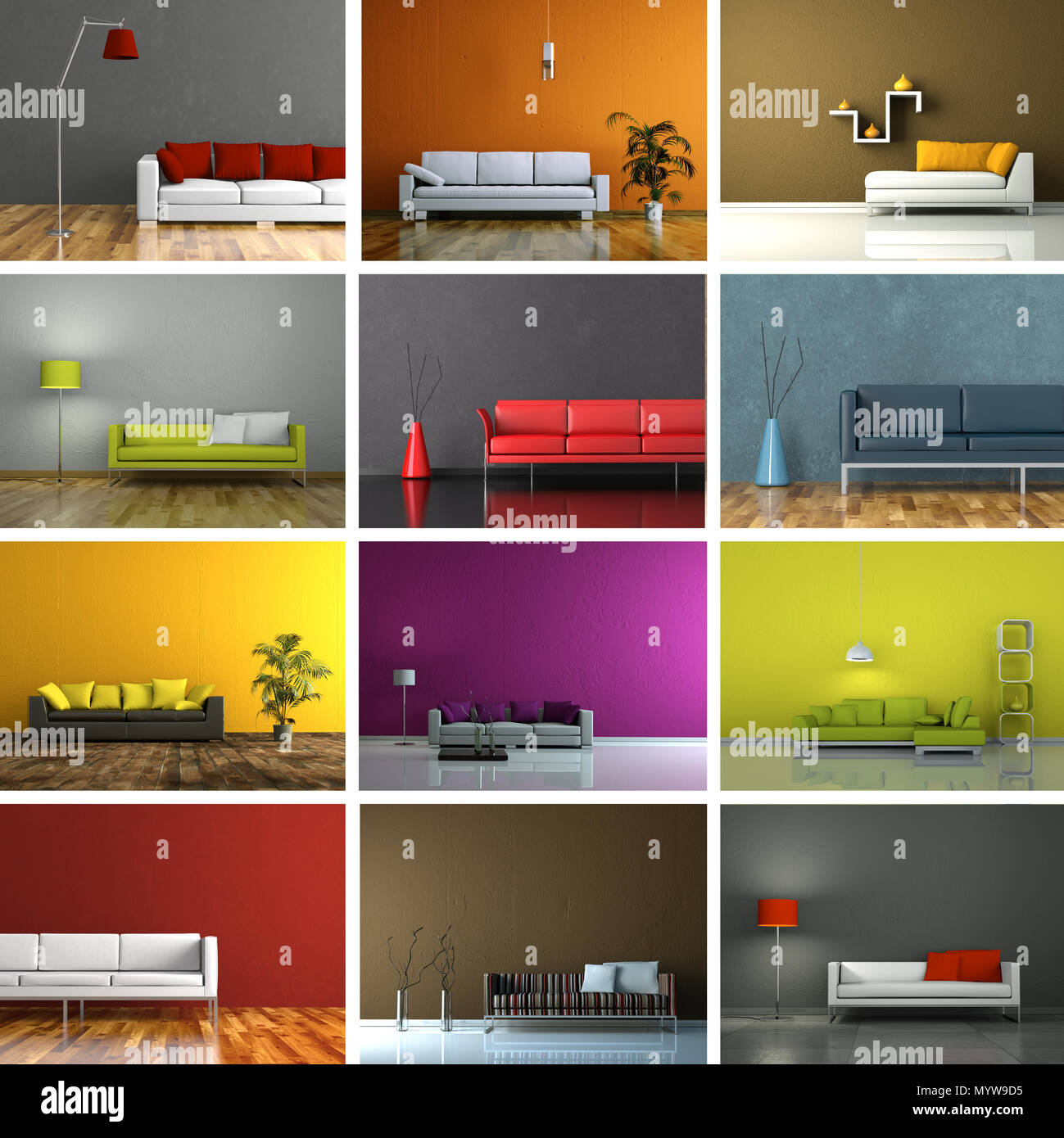 Set of sofas in modern Interior design Stock Photo - Alamy