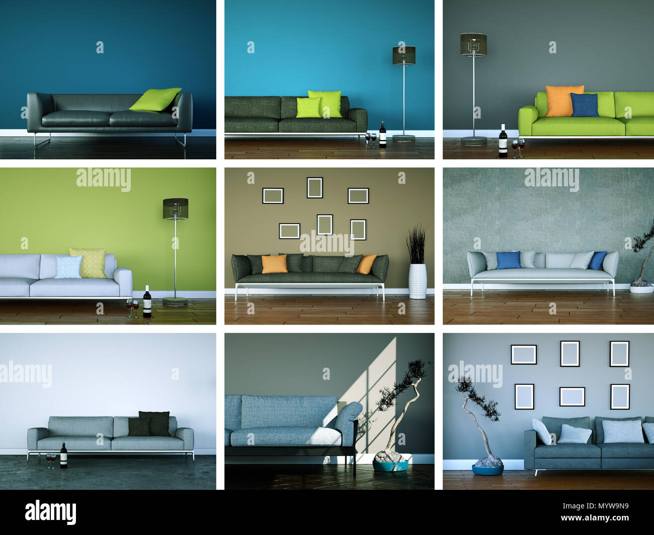 Set of sofas in modern Interior design Stock Photo - Alamy