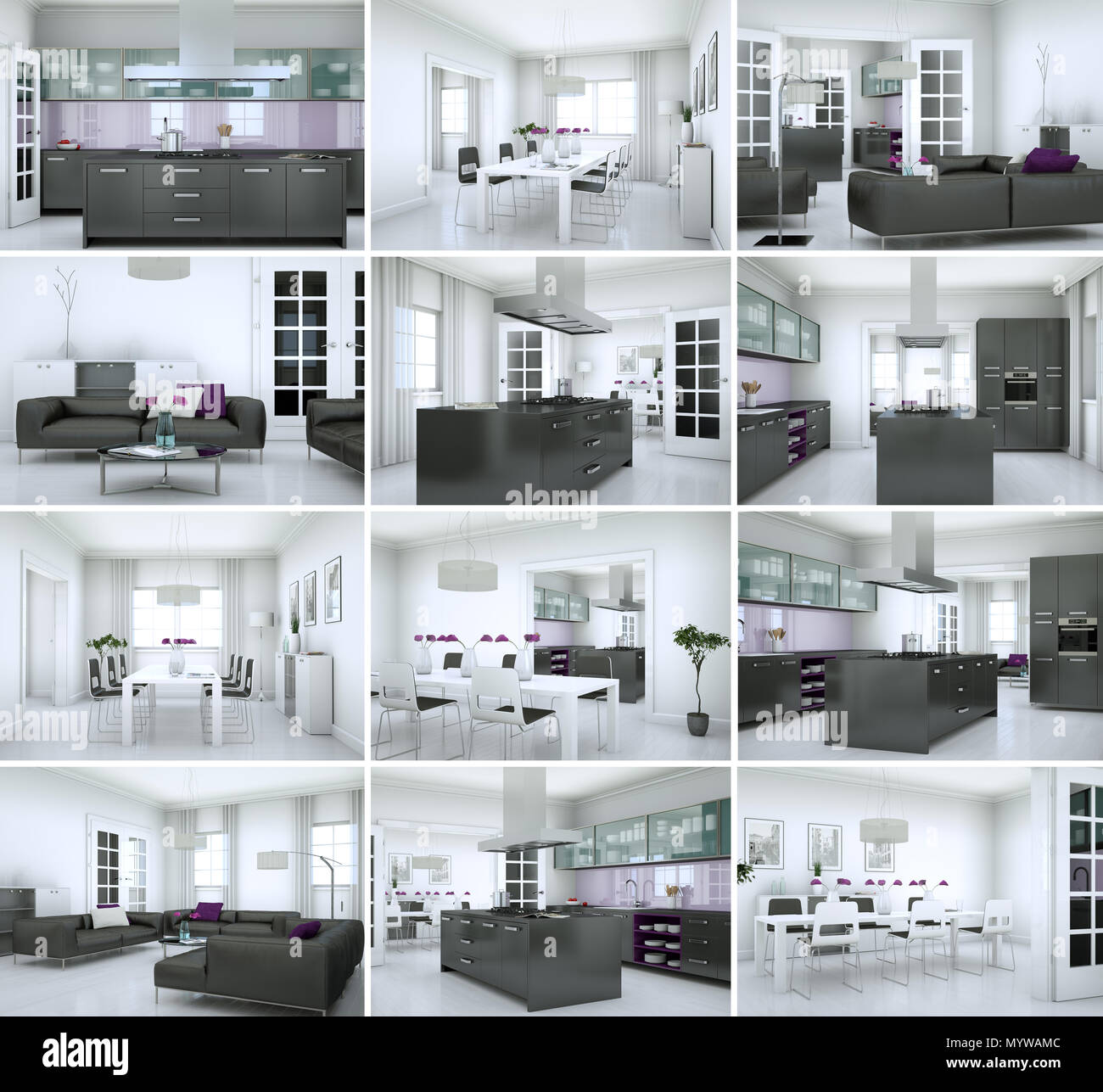 Set of modern flat Interior design Stock Photo - Alamy