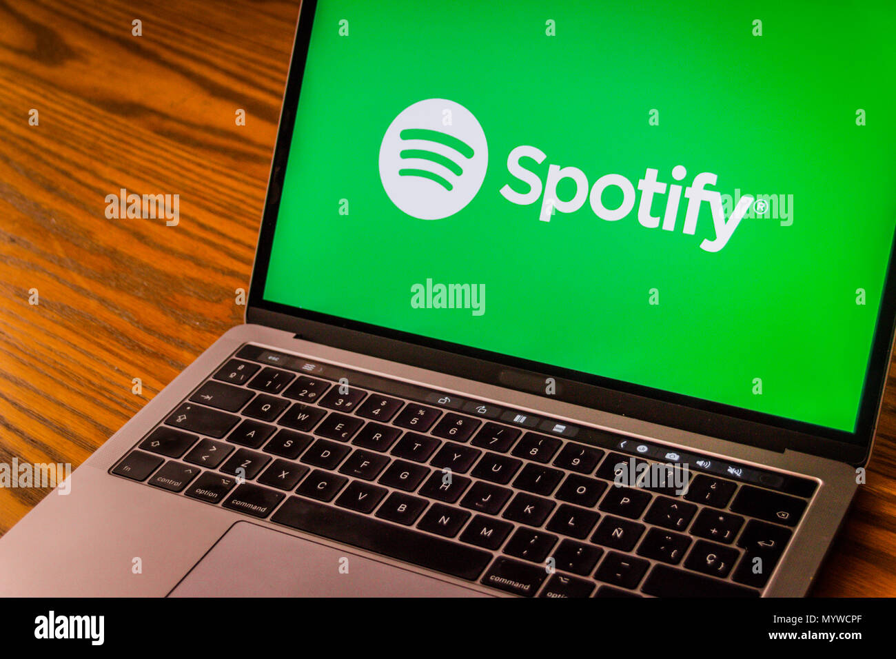 Dallas, Texas/ United States - 06/7/2018: (Photograph of the Spotify logo on computer screen) Stock Photo