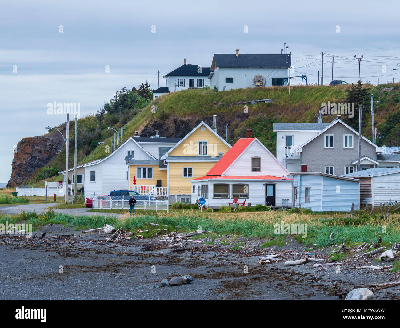 Coastal village homes along the shoreline, SainteAnnedesMonts, Gaspe