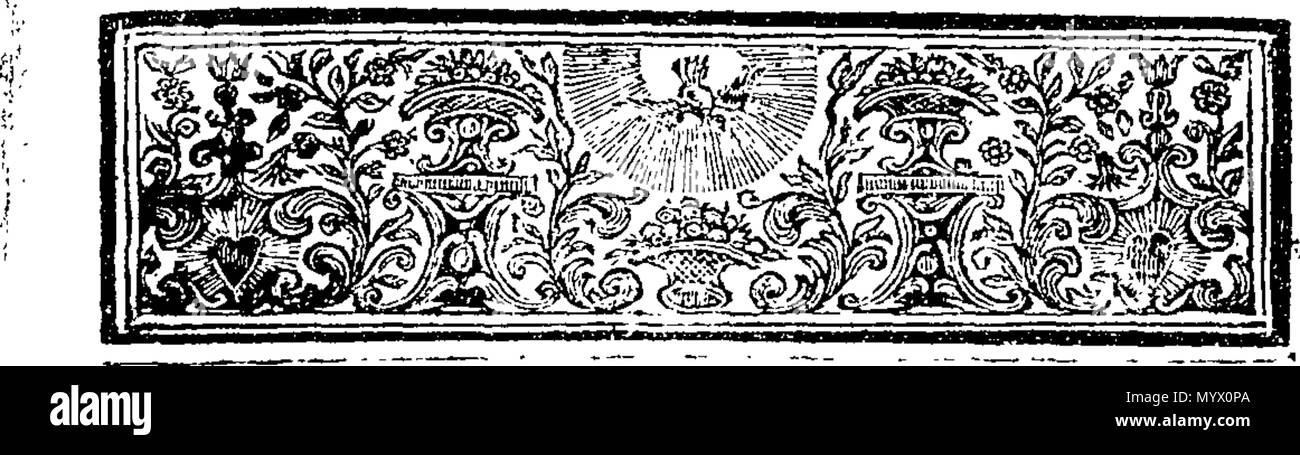 . English: Fleuron from book: Aristarchus and Philalethes: or, a conference between a church-man and a Dissenter. In which Mr. Peirce's Vindication of the Dissenter's, is considered, Paragraph by Paragraph. Also a preface, with some Remarks on the Lord Bishop of Bangor's Answer to The Report of the Committee of the Lower House of Convocation. By Joseph Smith. 376 Aristarchus and Philalethes- or, a conference between a church-man and a Dissenter Fleuron T099145-2 Stock Photo