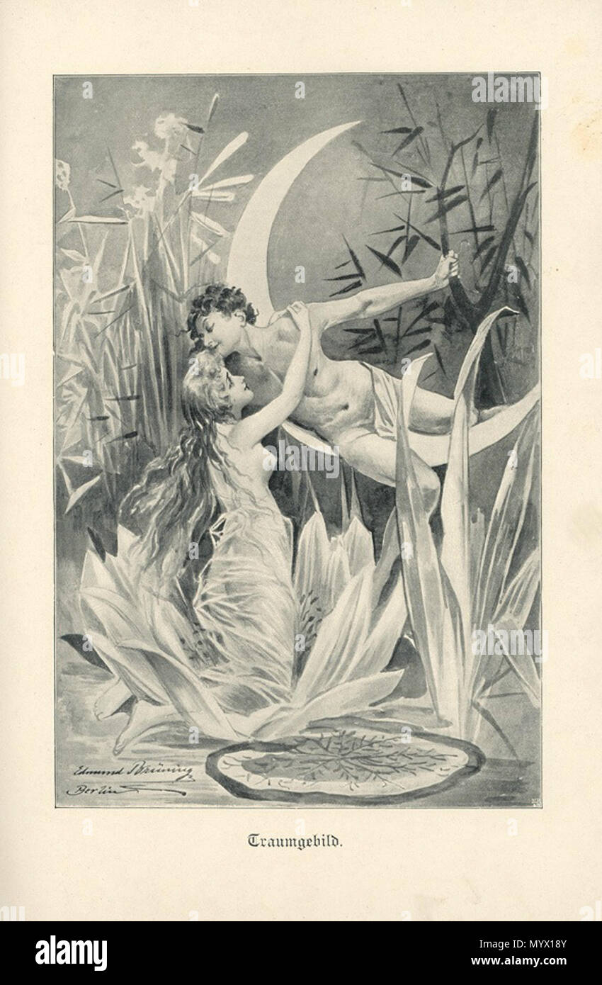 . Italiano: Illustrazione di Edmund Brüning per Il fiore di Loto è impaurito, tratto da Intermezzo lirico.  . circa 1900. Edmund Brüning (1865 - ?) 23 Corinna1 Stock Photo
