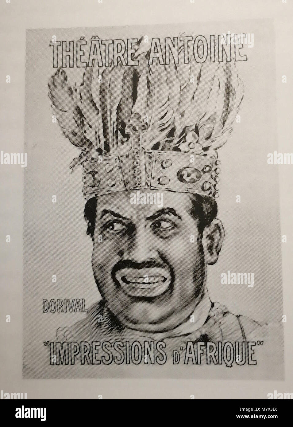 . English: Printed Poster for Impressions d'Afrique, from Raymond Roussel's novel Impressions d'Afrique, enacted by the actor Georges Dorival as King Talou VII — Théâtre Antoine, Paris.  . 1912. Pierre Hodé (1889-1942) ?? or from an anonymous photographic work taken from the stage 27 Dorival Roussel Theatre Antoine Stock Photo