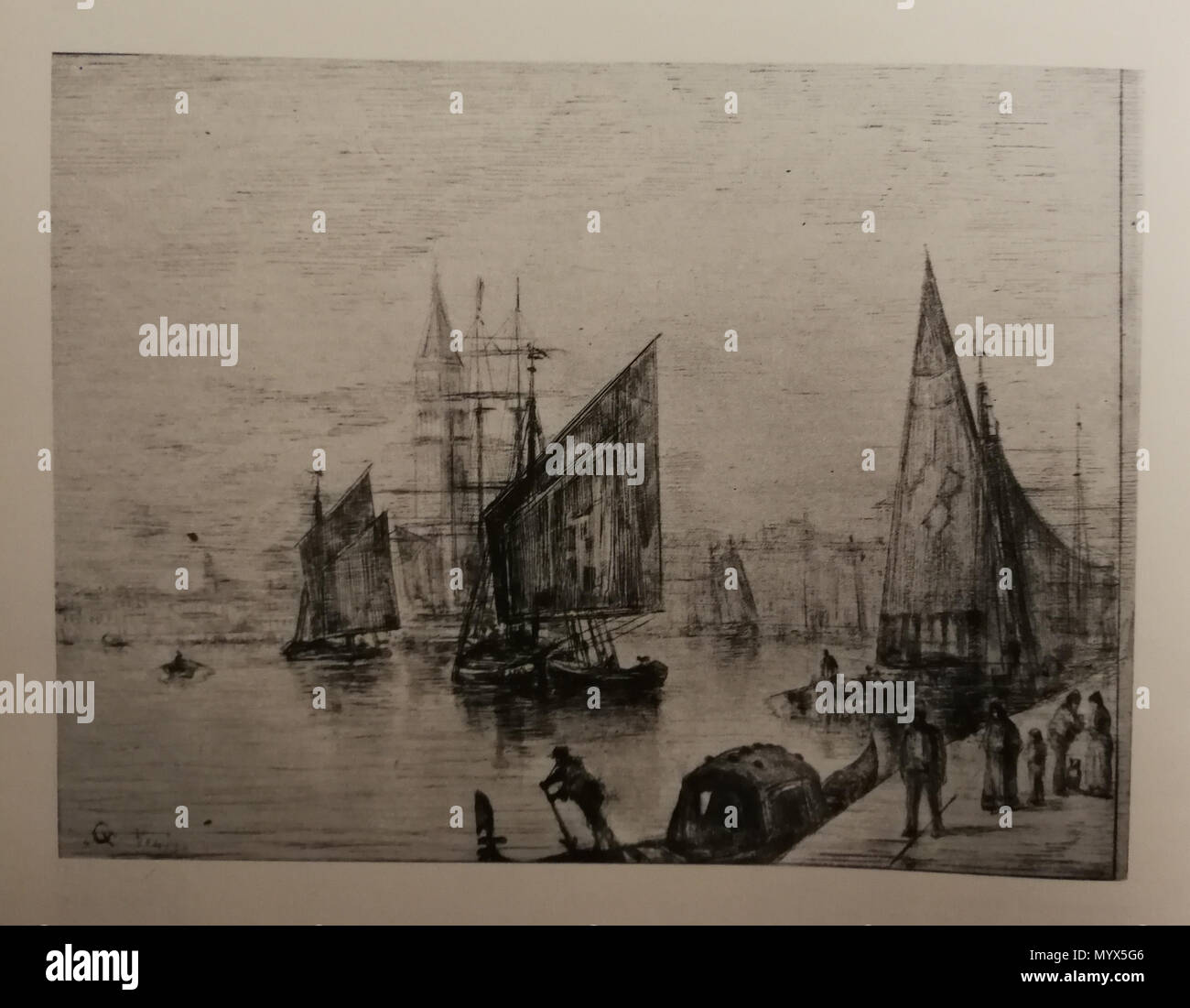 . English: Vue de Venise, etching.  . before 1870. Justin J. Gabriel 56 Justin J. Gabriel Vue de Venise Stock Photo