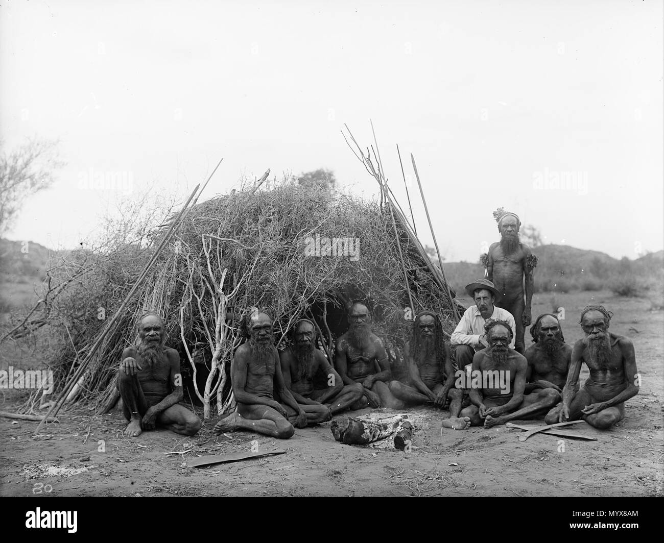 . Baldwin Spencer seated with the Arrernte elders, Alice Springs, Central Australia, 1896. 1896 2 Walter Baldwin Spencer and Francis J Gillen - Baldwin Spencer seated with the Arrernte elders, Alice Springs, Central Australia, 1896. - Google Art Project Stock Photo