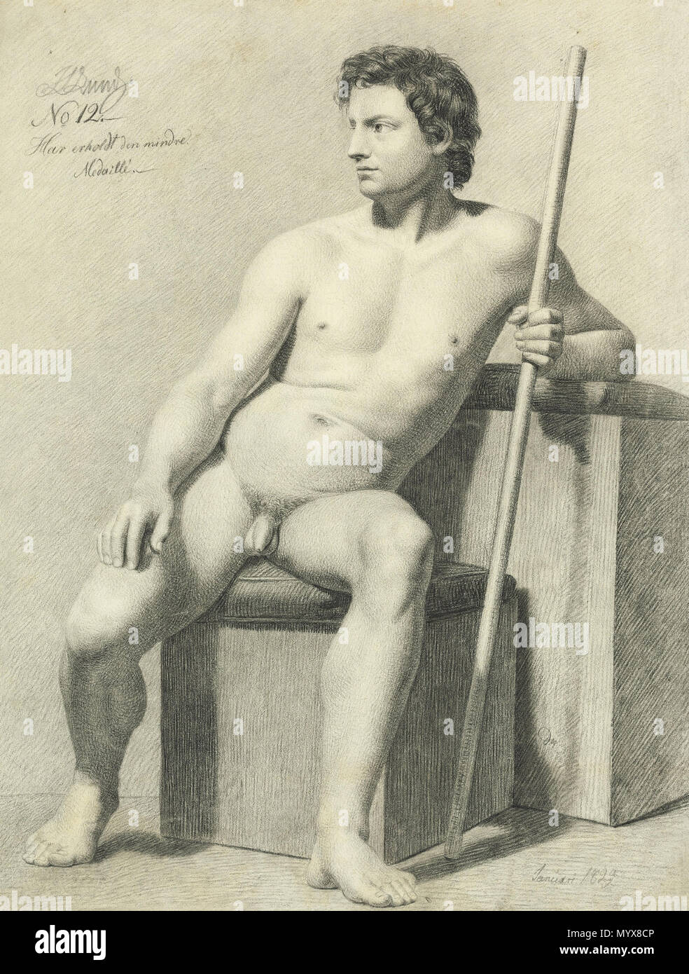 7 Academy study of a male model (Friedlænder) Stock Photo