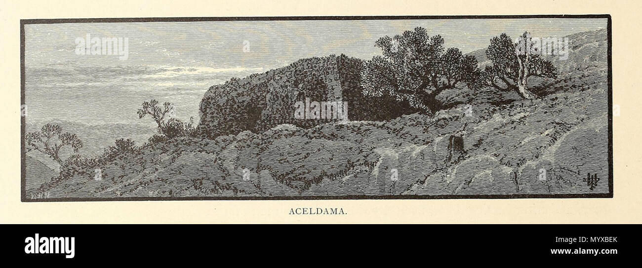 . English Caption aceldama. A woodcut engraving of J.D. Woodward's