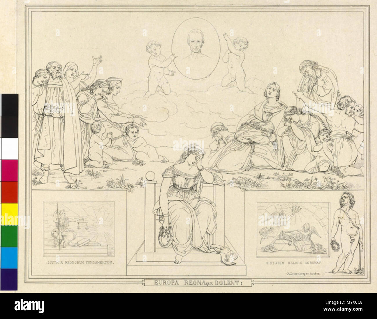 . Deutsch: Allegorie auf den Tod Kaiser Franz II. Konturstich von ...