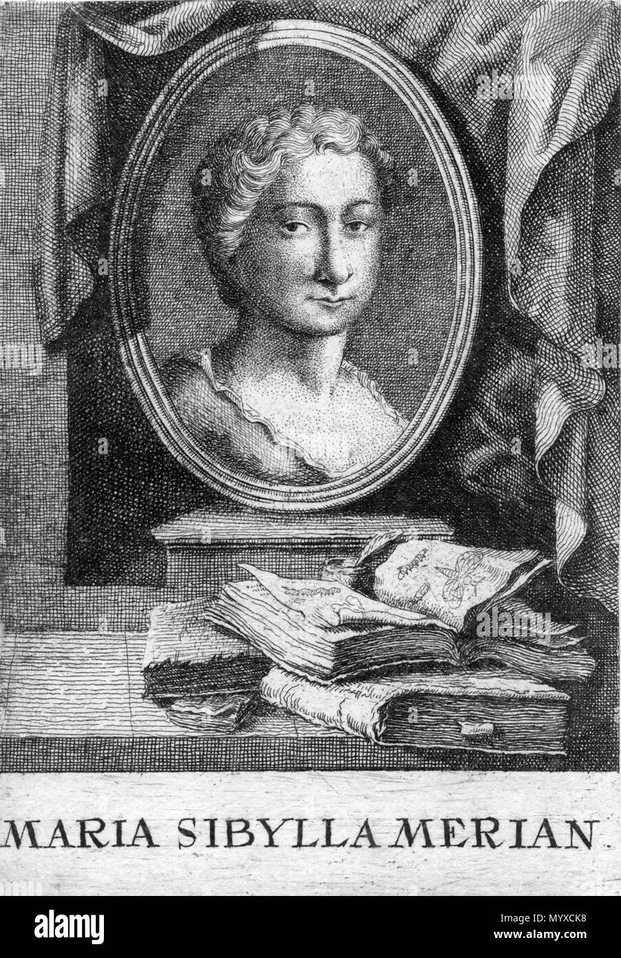 . Français : portrait gravé  . Unknown date. non identifié 10 Anna Maria Sibylla Merian Stock Photo