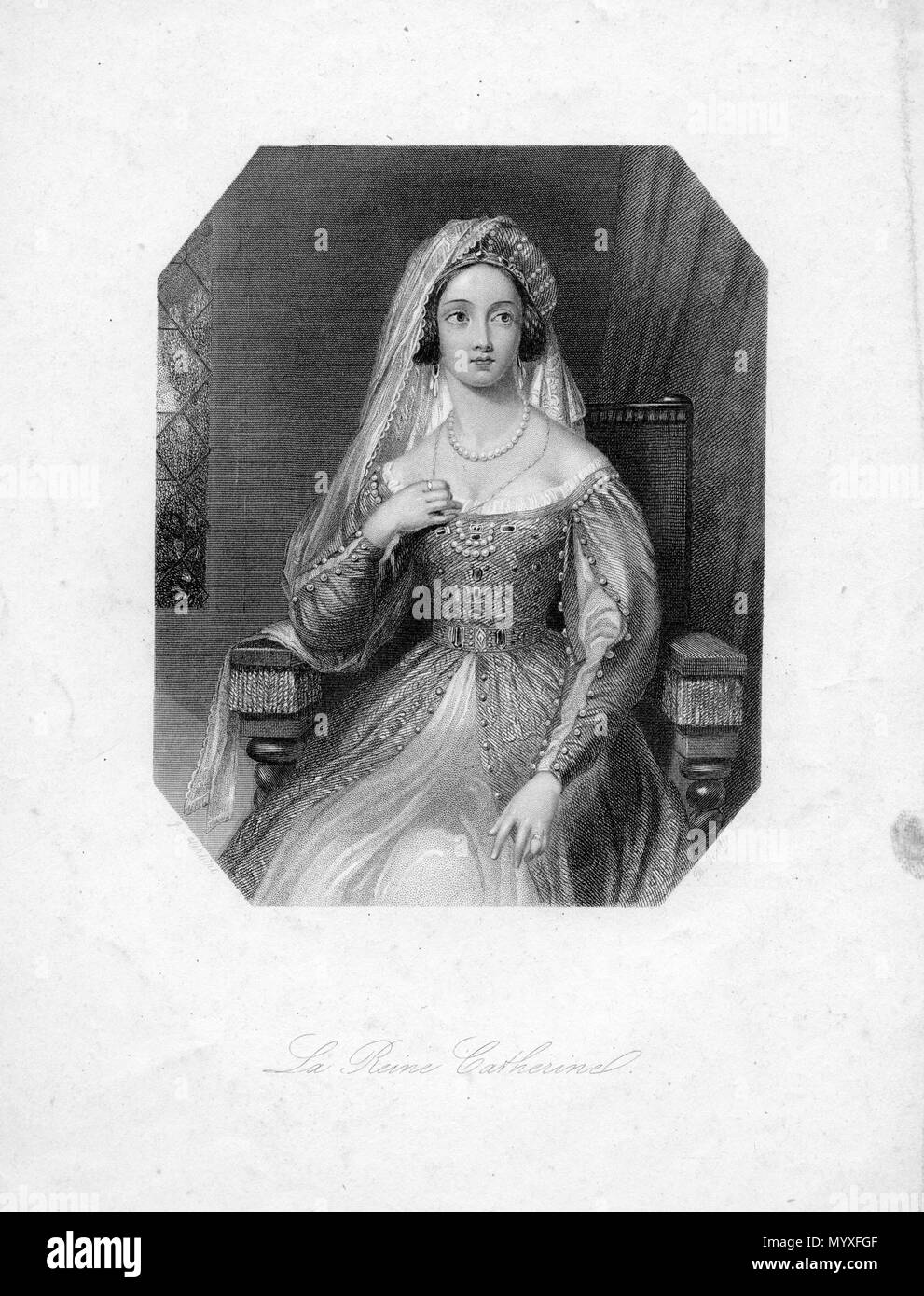 . Français : portrait gravé  . Unknown date. William Holl d’après «J. Herbert» 20 Catherine Parr (par Holl) Stock Photo