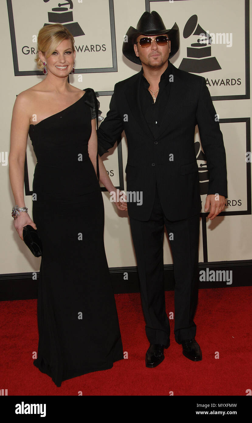 Faith Hill and husband Tim McGraw arriving at 50th Annual Grammy Award at the Staples Center In Los Angeles.  full length eye contact smileHillFaith McGrawTim 84  Event in Hollywood Life - California, Red Carpet Event, USA, Film Industry, Celebrities, Photography, Bestof, Arts Culture and Entertainment, Celebrities fashion, Best of, Hollywood Life, Event in Hollywood Life - California, Red Carpet and backstage, Music celebrities, Topix, Couple, family ( husband and wife ) and kids- Children, brothers and sisters inquiry tsuni@Gamma-USA.com, Credit Tsuni / USA, 2006 to 2009 Stock Photo