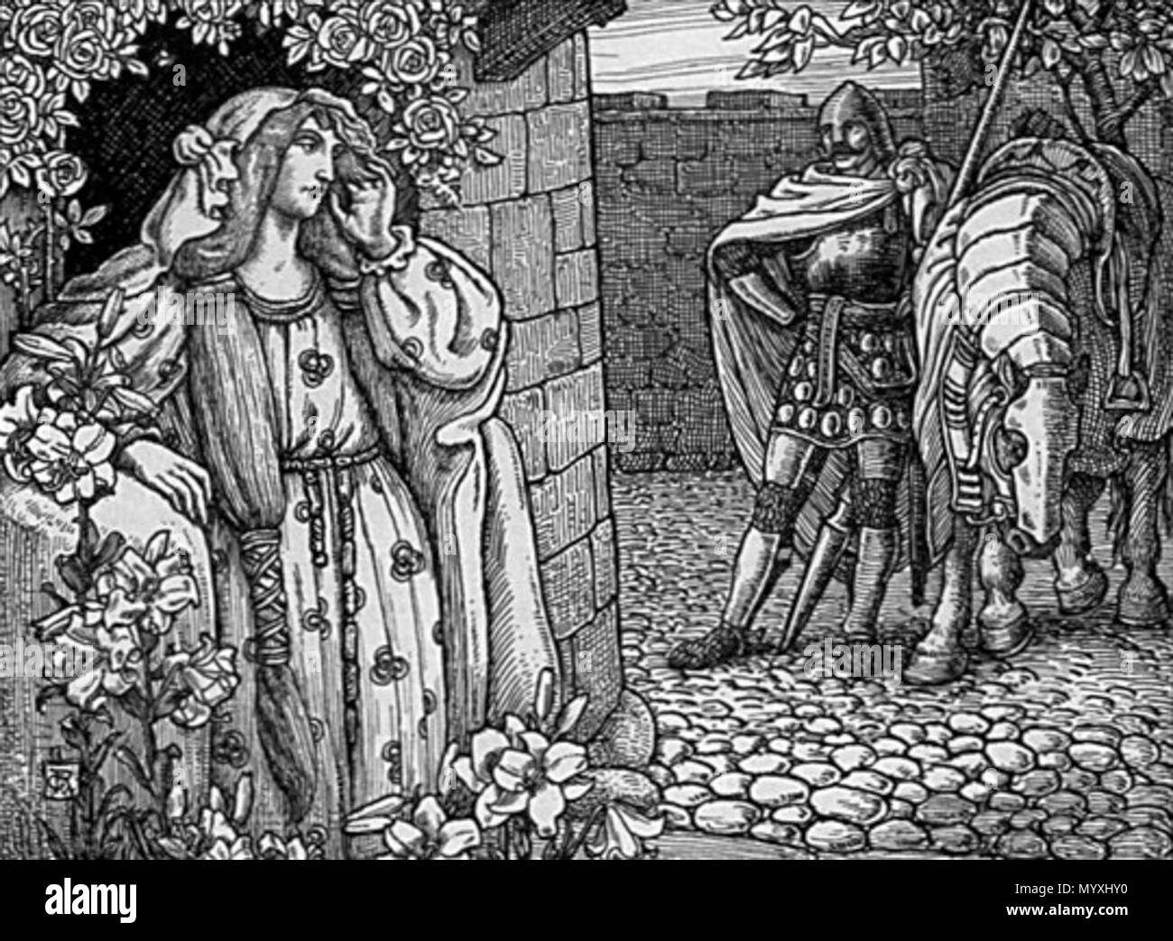 . English: 'Elaine Worships Lancelot' . 1898. en:George Wooliscroft ...