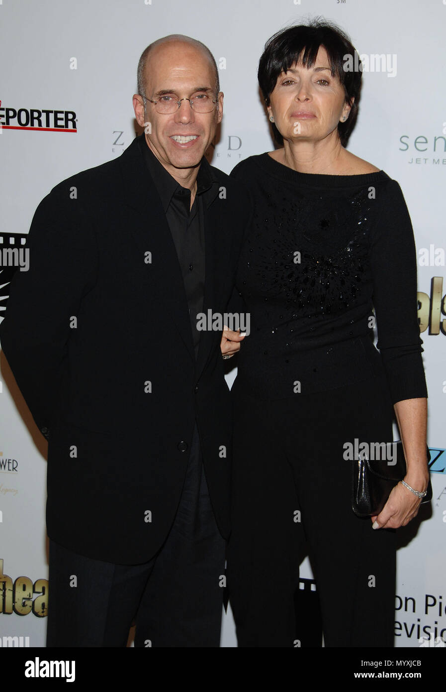 Jeffrey Katzenberg and wife arriving at A Fine Romance to Benefit The Motion Pictures & Television Fund at the Gower Sunset Studio in Los Angeles.  3/4 smile eye contact KatzenbergJeffrey wife080  Event in Hollywood Life - California, Red Carpet Event, USA, Film Industry, Celebrities, Photography, Bestof, Arts Culture and Entertainment, Celebrities fashion, Best of, Hollywood Life, Event in Hollywood Life - California, Red Carpet and backstage, Music celebrities, Topix, Couple, family ( husband and wife ) and kids- Children, brothers and sisters inquiry tsuni@Gamma-USA.com, Credit Tsuni / USA, Stock Photo