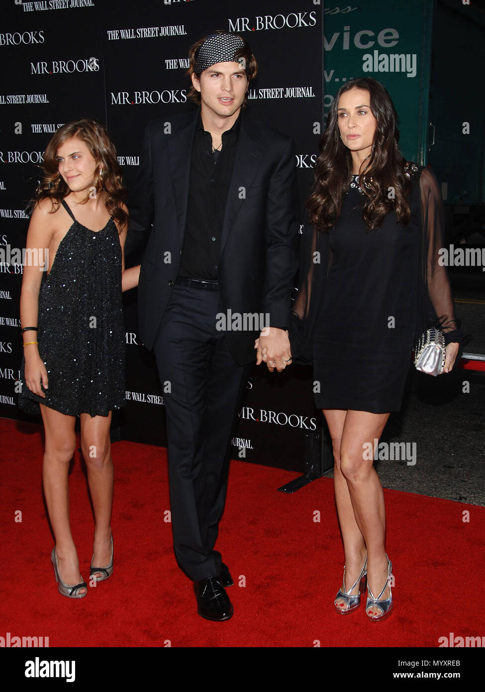 Ashton Kutcher with Demi Moore and Tallulah Belle Willis arriving at Mr ...