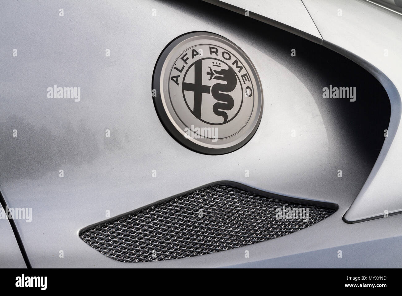 Turin, Italy. 07th June, 2018. Detail of Alfa Romeo 4C by Mole