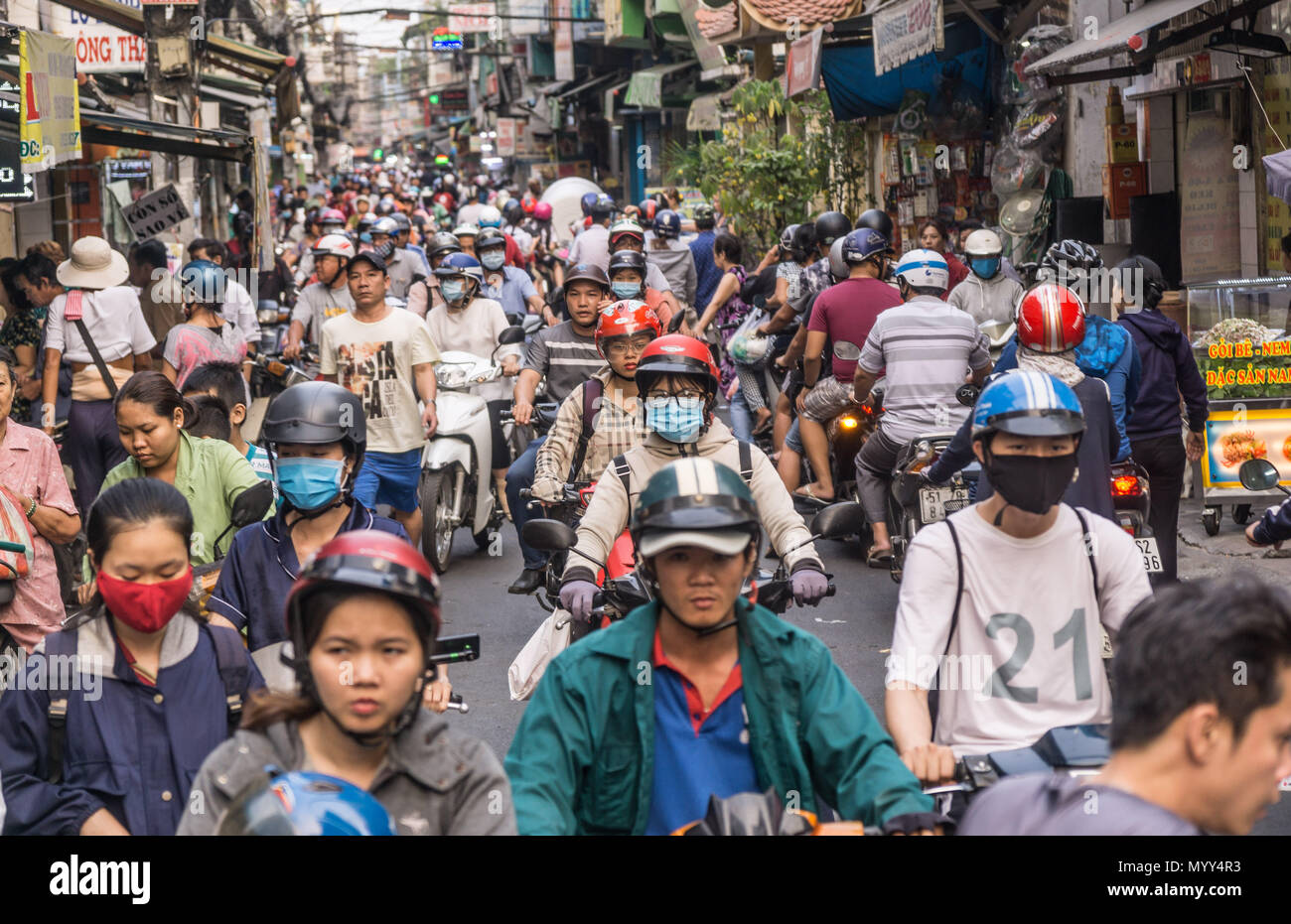 A busy road in District 10, Ho Chi Minh City Stock Photo