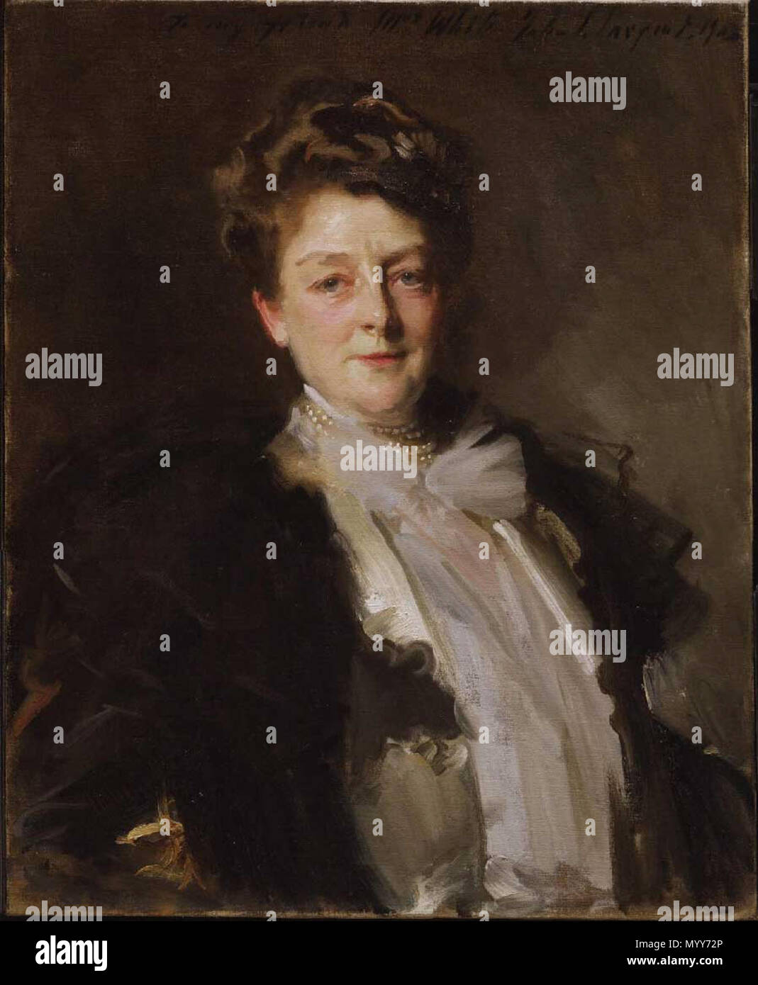 . English: Mrs. J. William White John Singer Sargent -- American painter 1903 Philadelphia Museum of Art Oil on canvas 76.4 x 63.7 cm (30 1/16 x 25 1/16 in) Gallery 119, American Art, first floor F1925-5-1, Mrs. J. William White Collection, 1925 Jpg: Friend of the JSS Gallery  . 1903. John Singer Sargent Born: January 12, 1856, Florence Died: April 14, 1925, London, United Kingdom 72 Mrs. J. William White Stock Photo